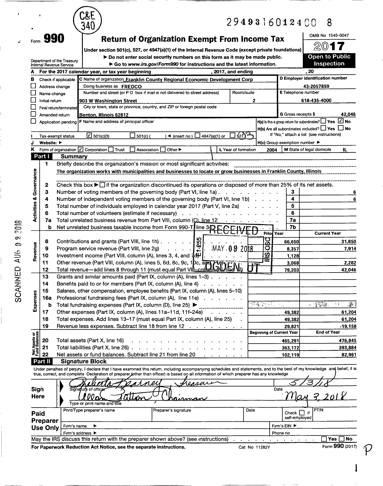 Image of first page of 2017 Form 990 for Franklin County Regional Economic Development