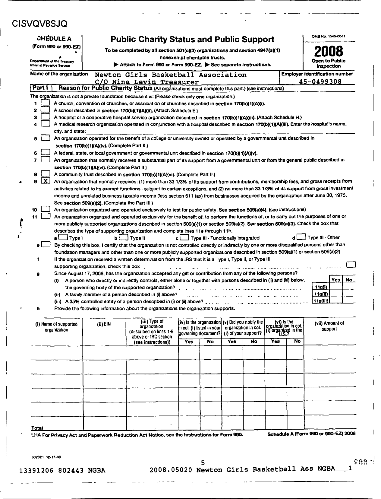 Image of first page of 2008 Form 990ER for Newton Girls Basketball Association