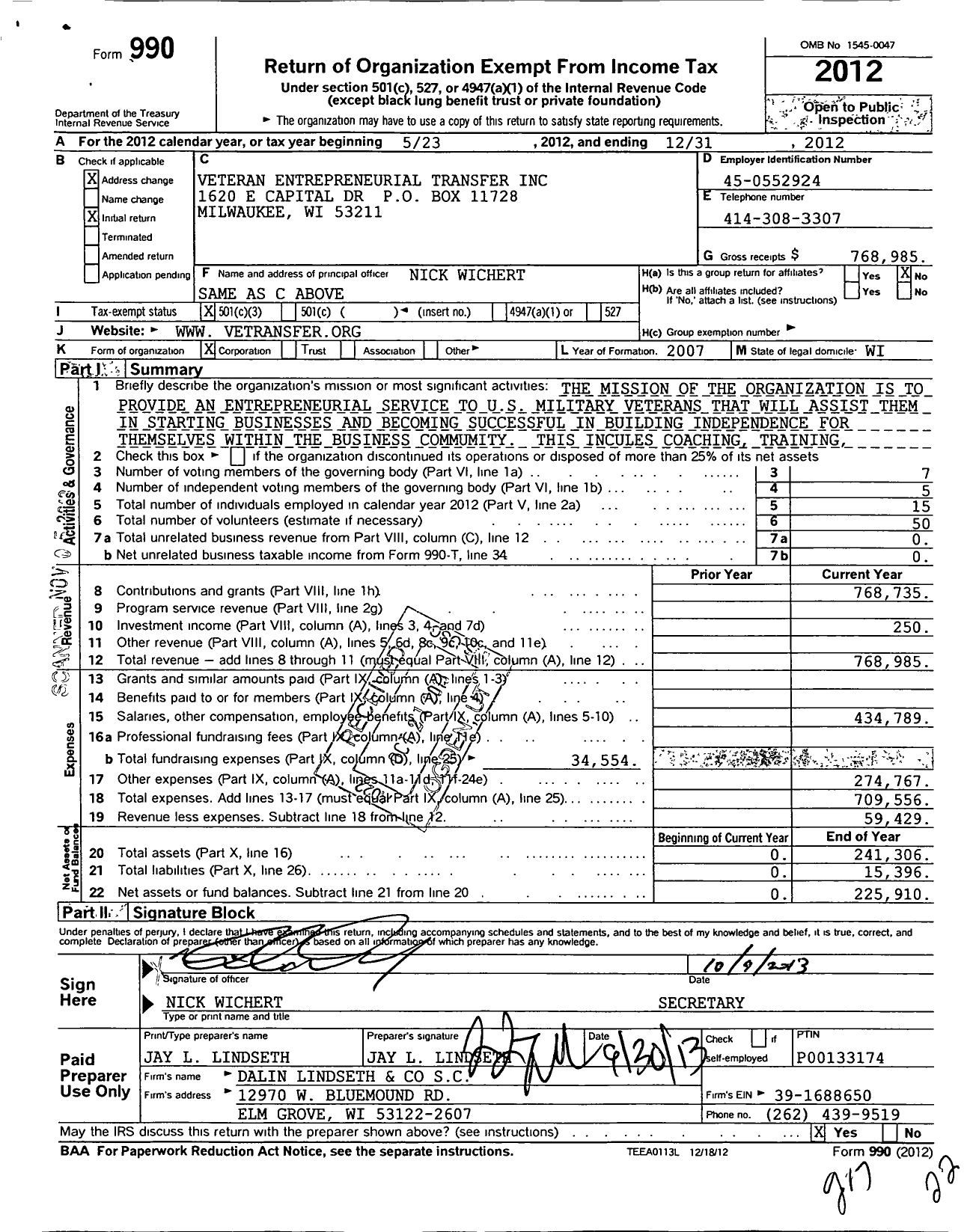 Image of first page of 2012 Form 990 for Global Entrepreneurship Collective