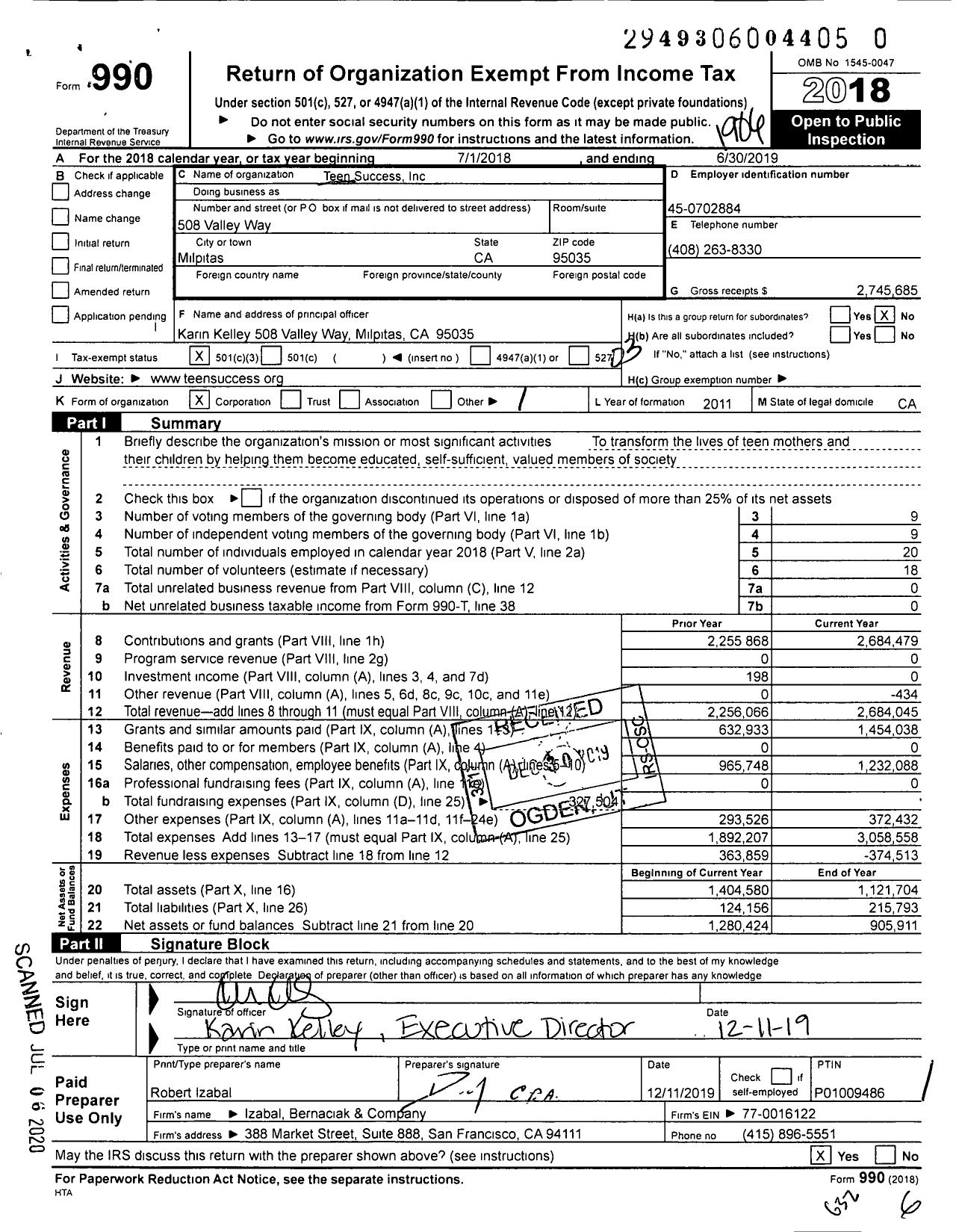 Image of first page of 2018 Form 990 for Shine Together