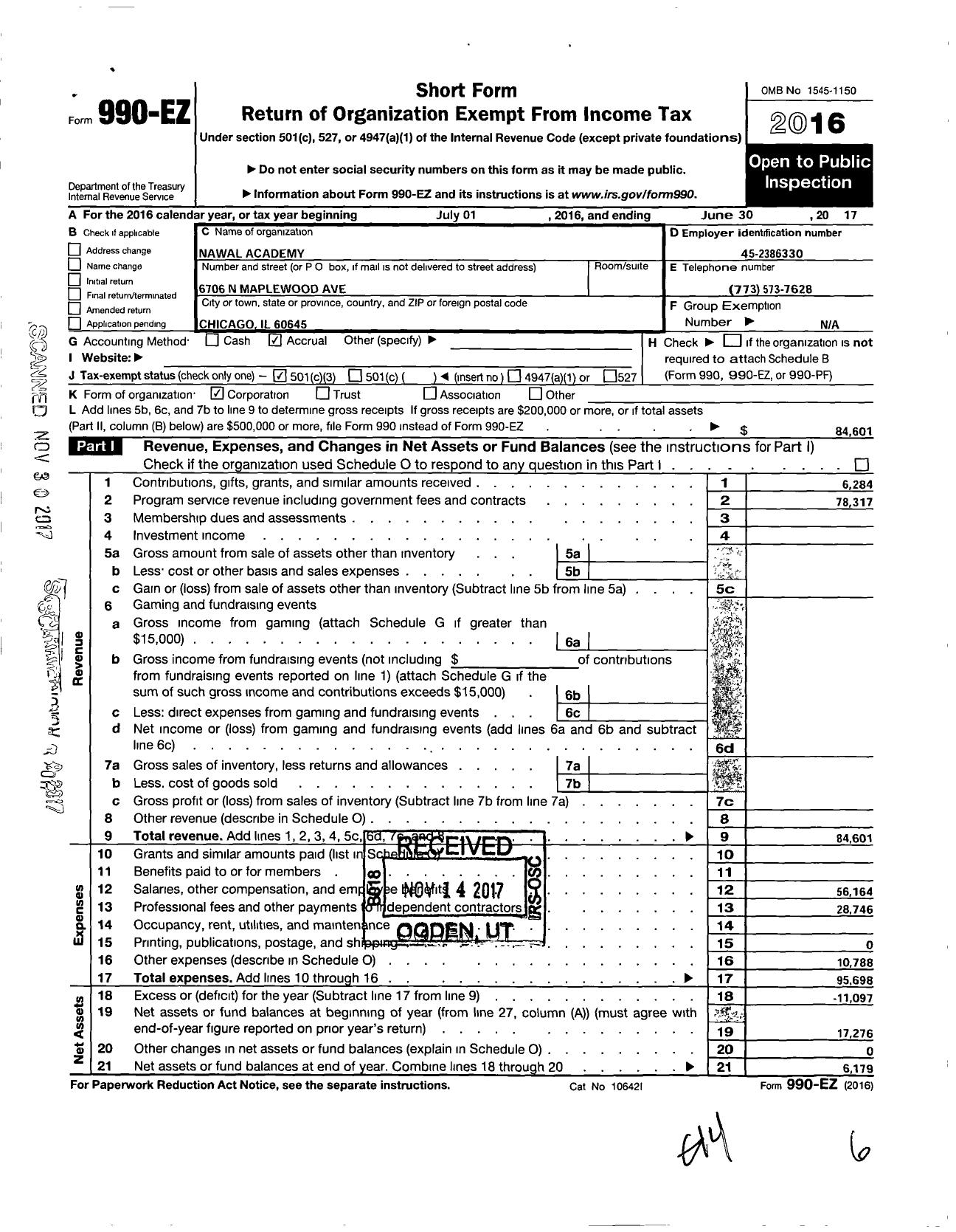 Image of first page of 2016 Form 990EZ for Qazi Foundation