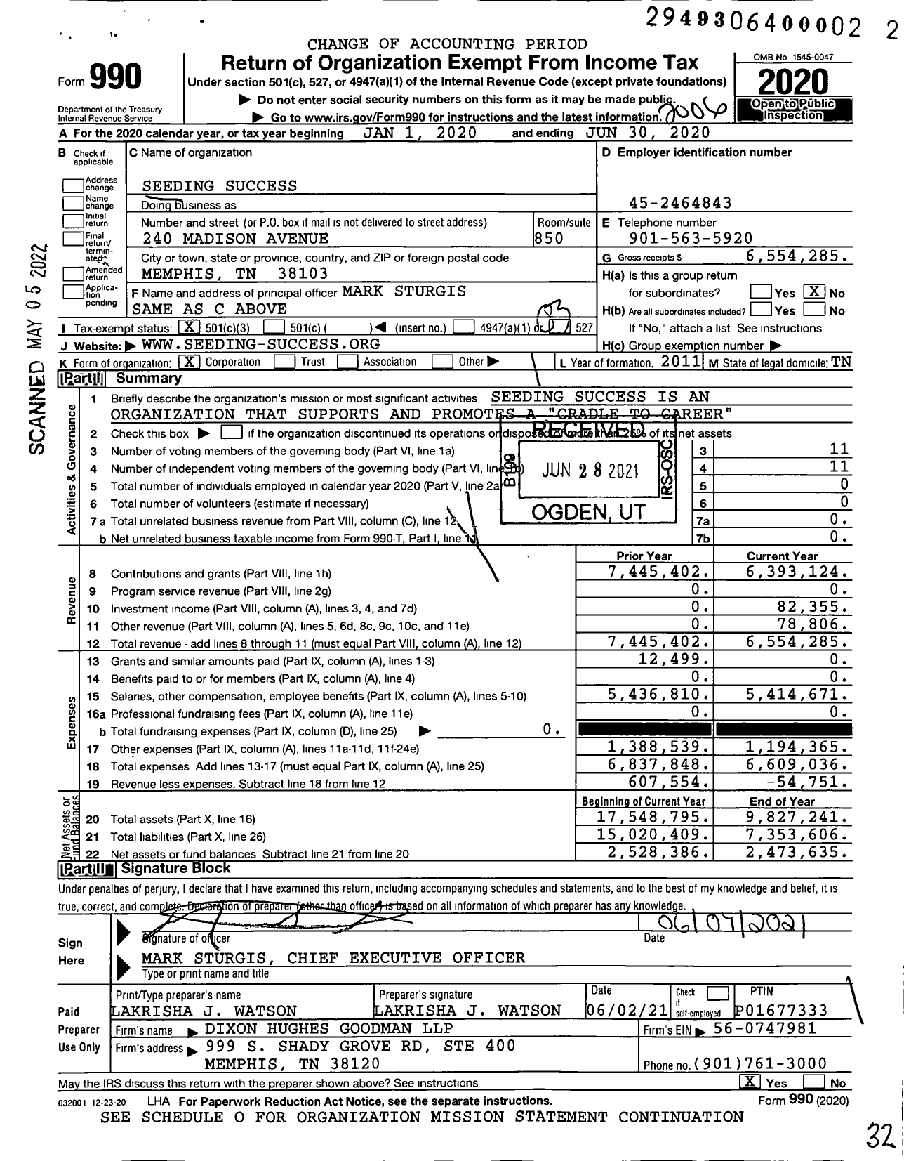 Image of first page of 2019 Form 990 for Seeding Success