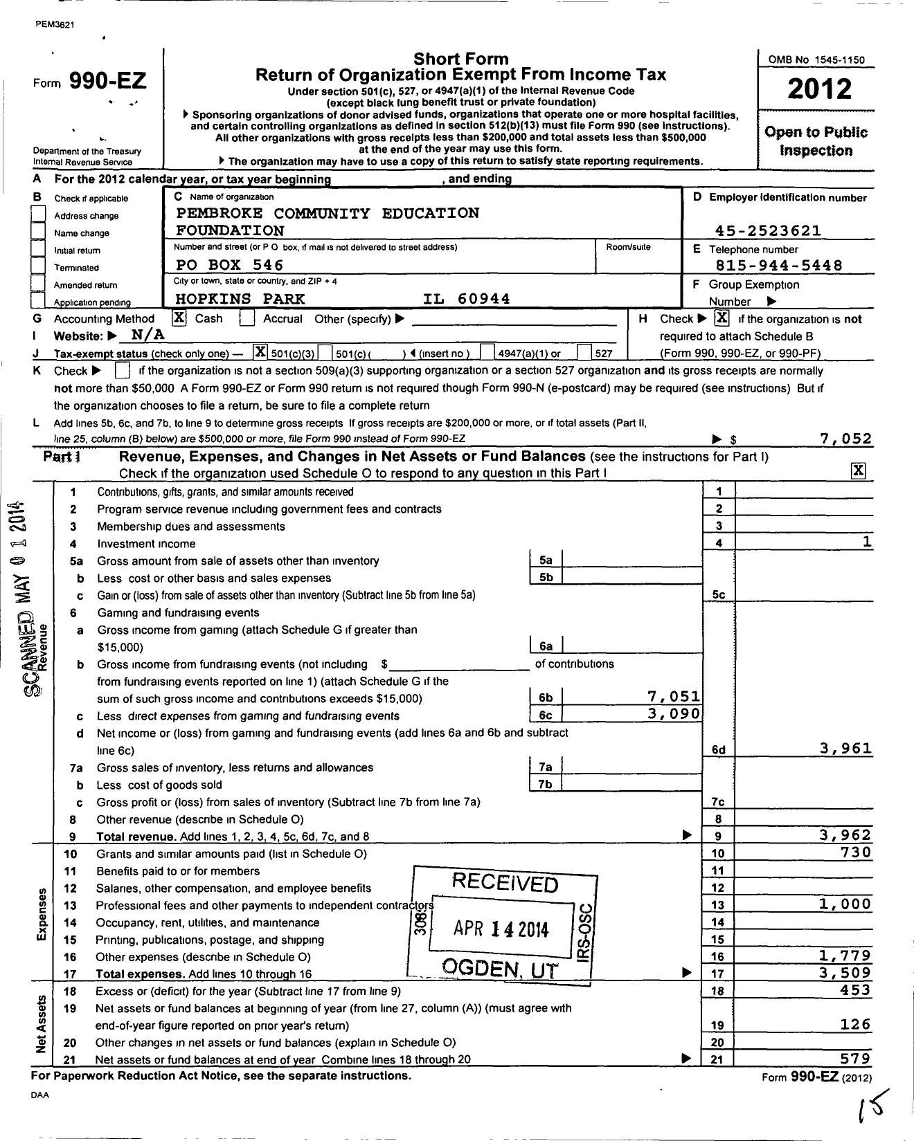 Image of first page of 2012 Form 990EZ for Victorious Life International