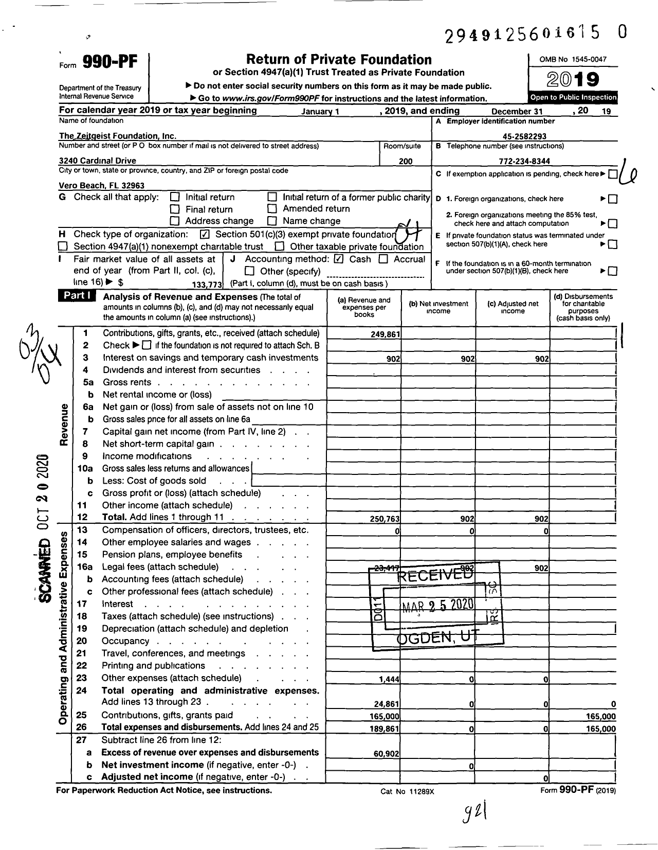 Image of first page of 2019 Form 990PR for The Zeitgeist Foundation