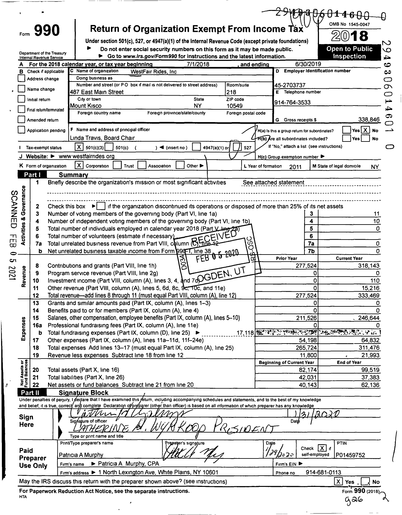 Image of first page of 2018 Form 990 for Tra / Westfair Rides