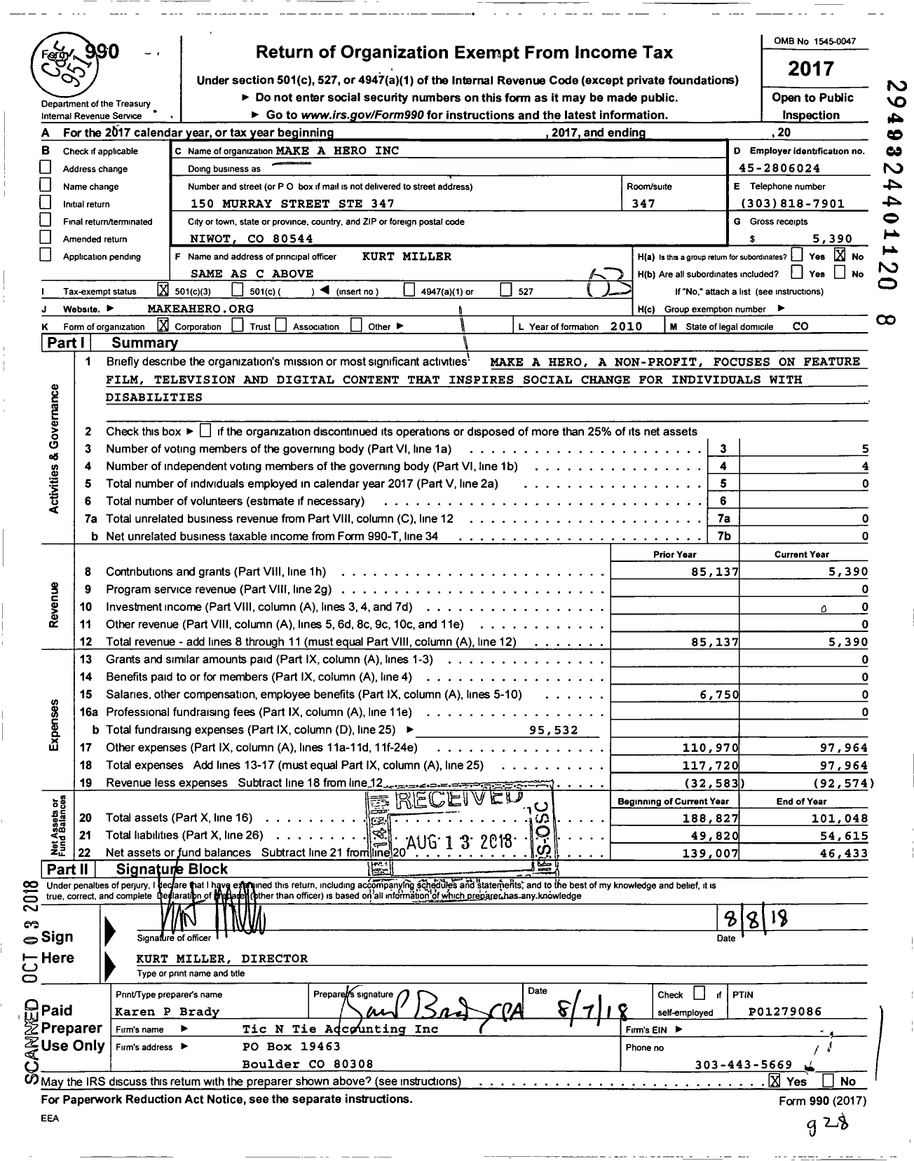 Image of first page of 2017 Form 990 for Make A Hero