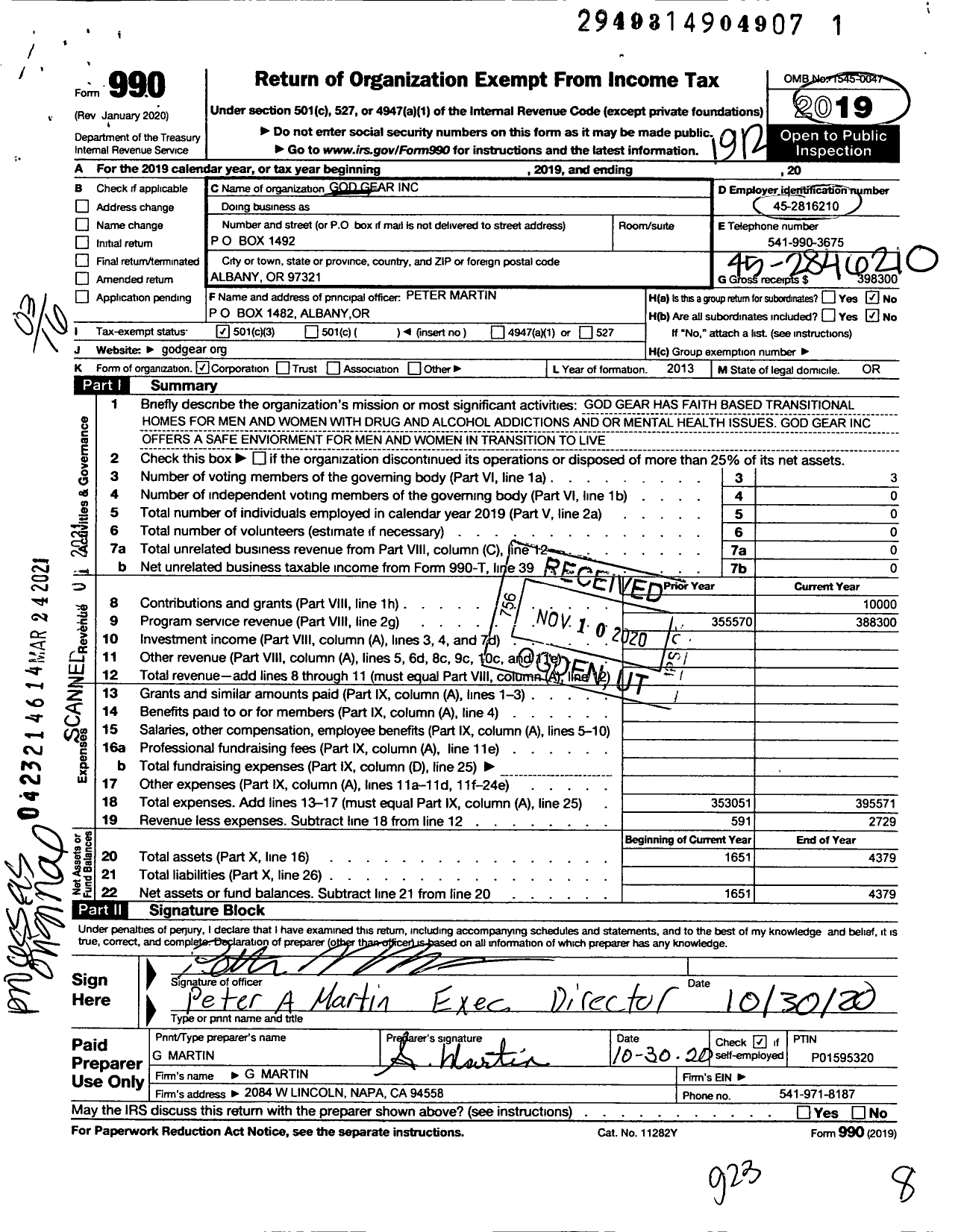 Image of first page of 2019 Form 990 for God Gear