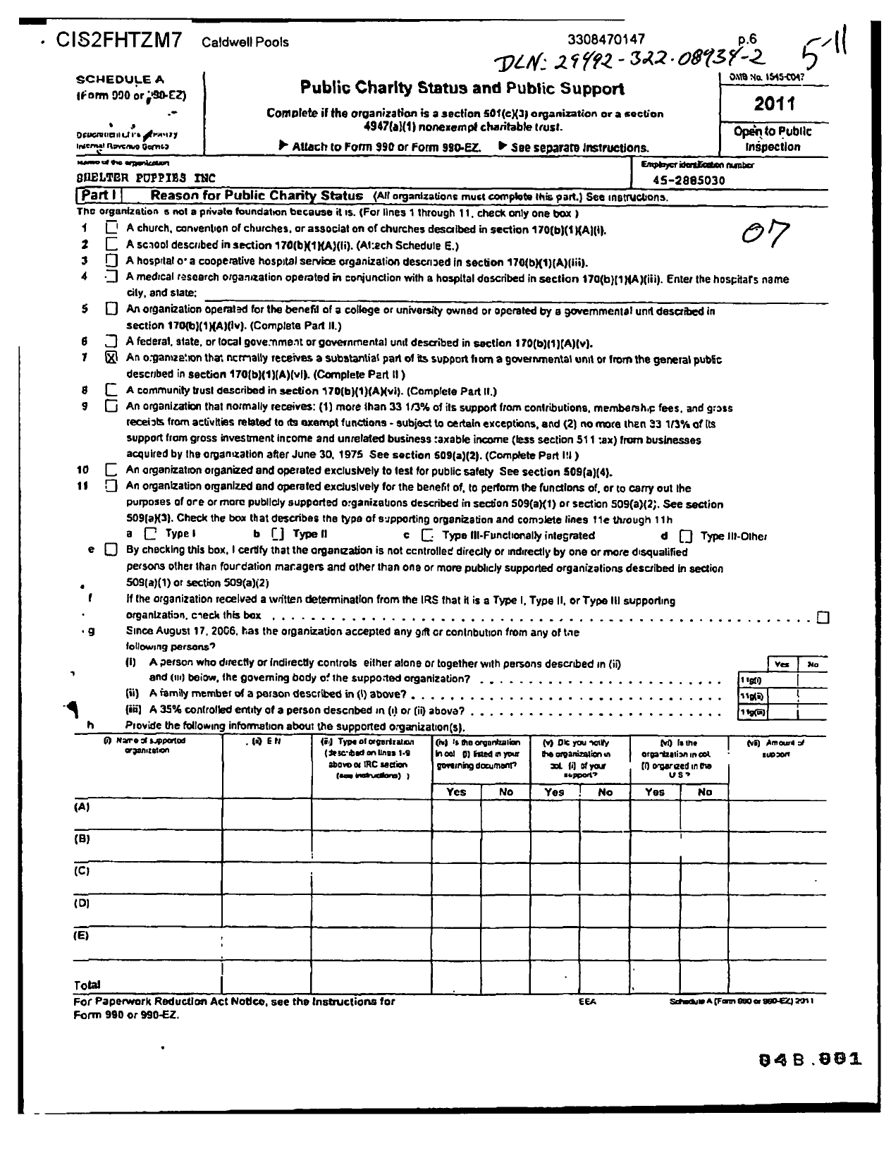 Image of first page of 2011 Form 990ER for New Life K-9S