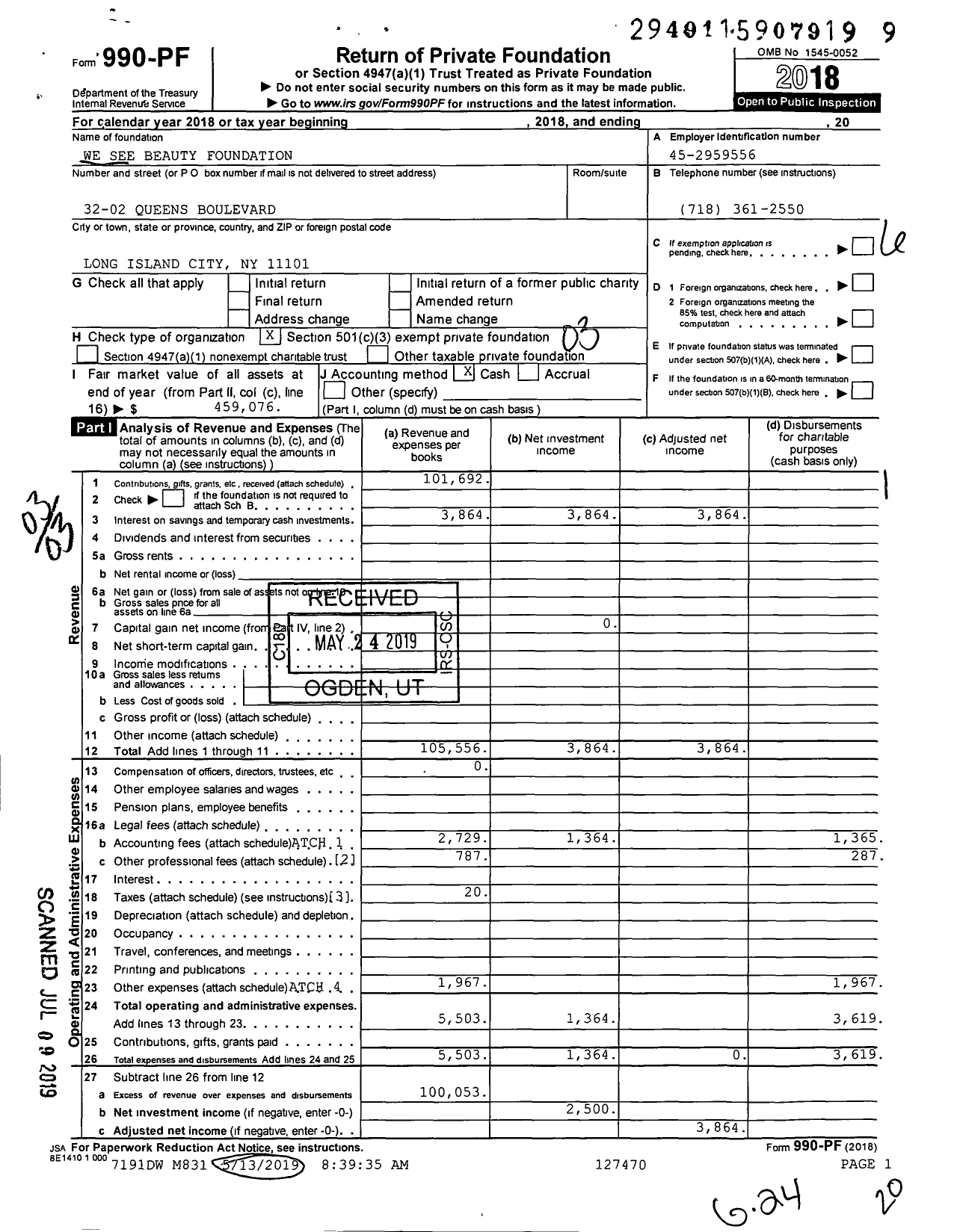 Image of first page of 2018 Form 990PF for We See Beauty Foundation