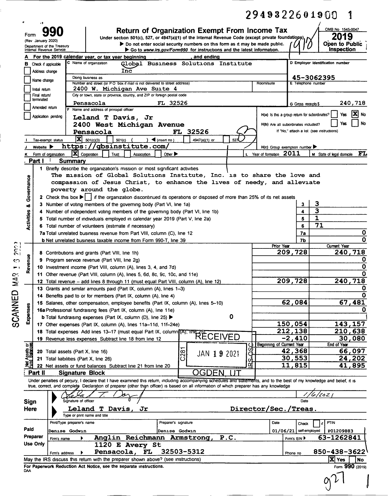 Image of first page of 2019 Form 990 for M4 Institute