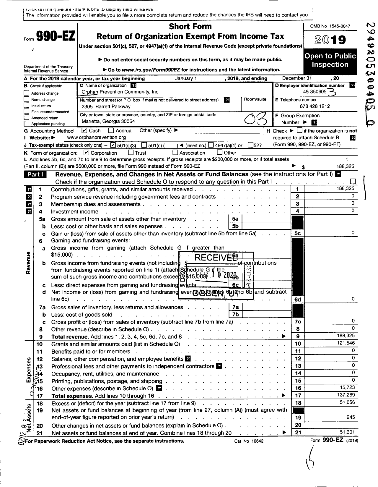 Image of first page of 2019 Form 990EZ for Casa Del Redentor