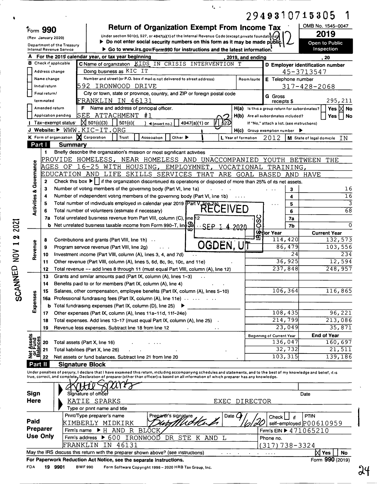 Image of first page of 2019 Form 990 for Kic It
