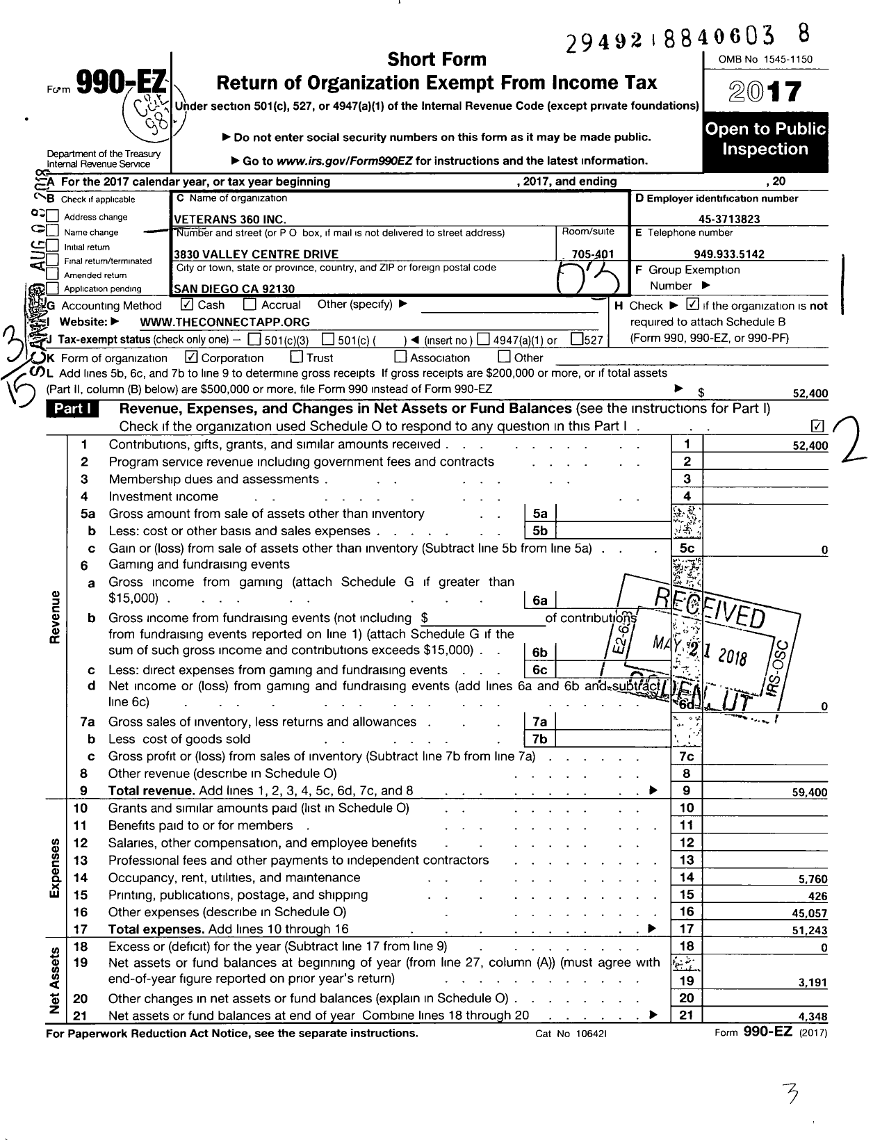 Image of first page of 2017 Form 990EZ for Safe Gives Back