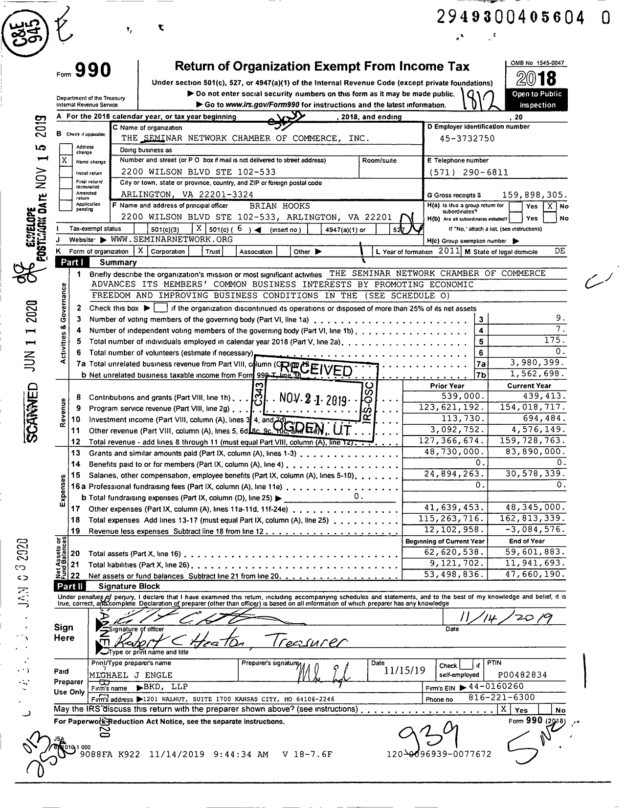 Image of first page of 2018 Form 990O for Stand Together