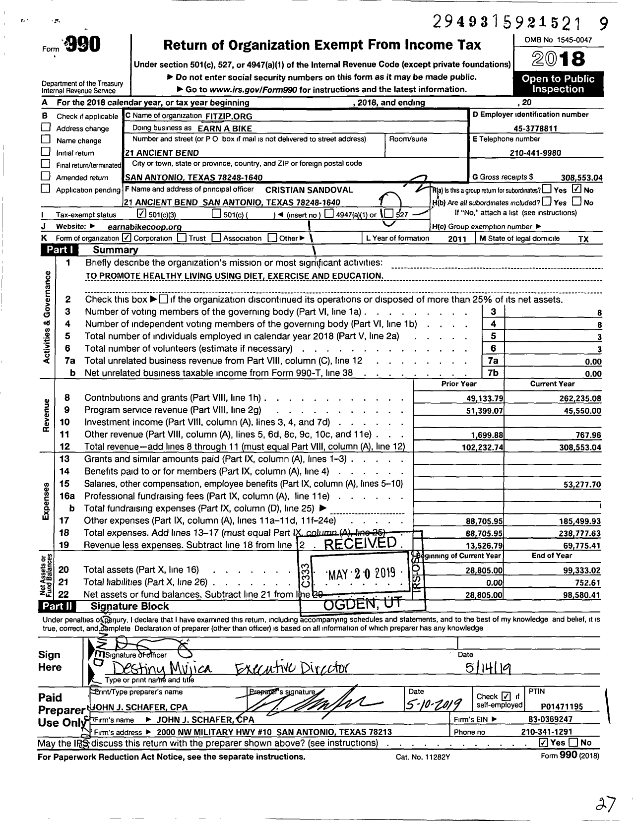 Image of first page of 2018 Form 990 for Earn A Bike