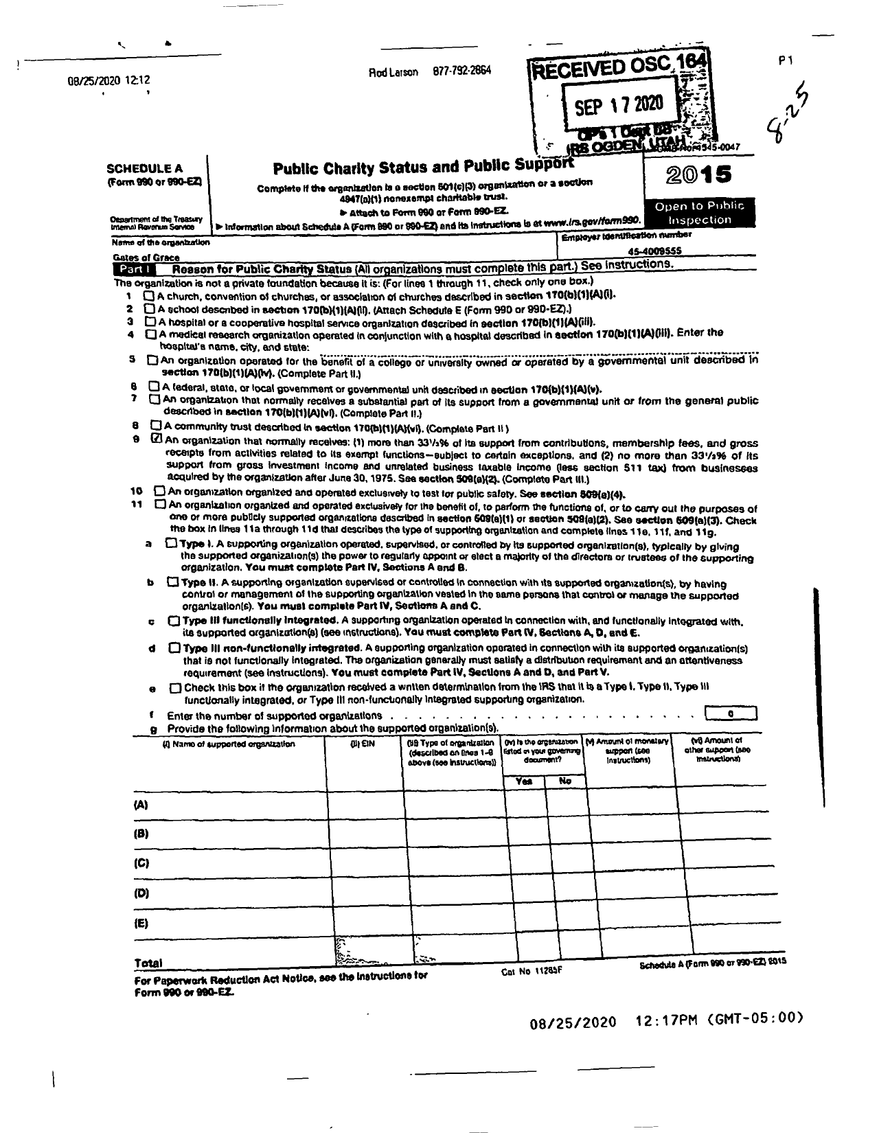 Image of first page of 2015 Form 990ER for Gates of Grace