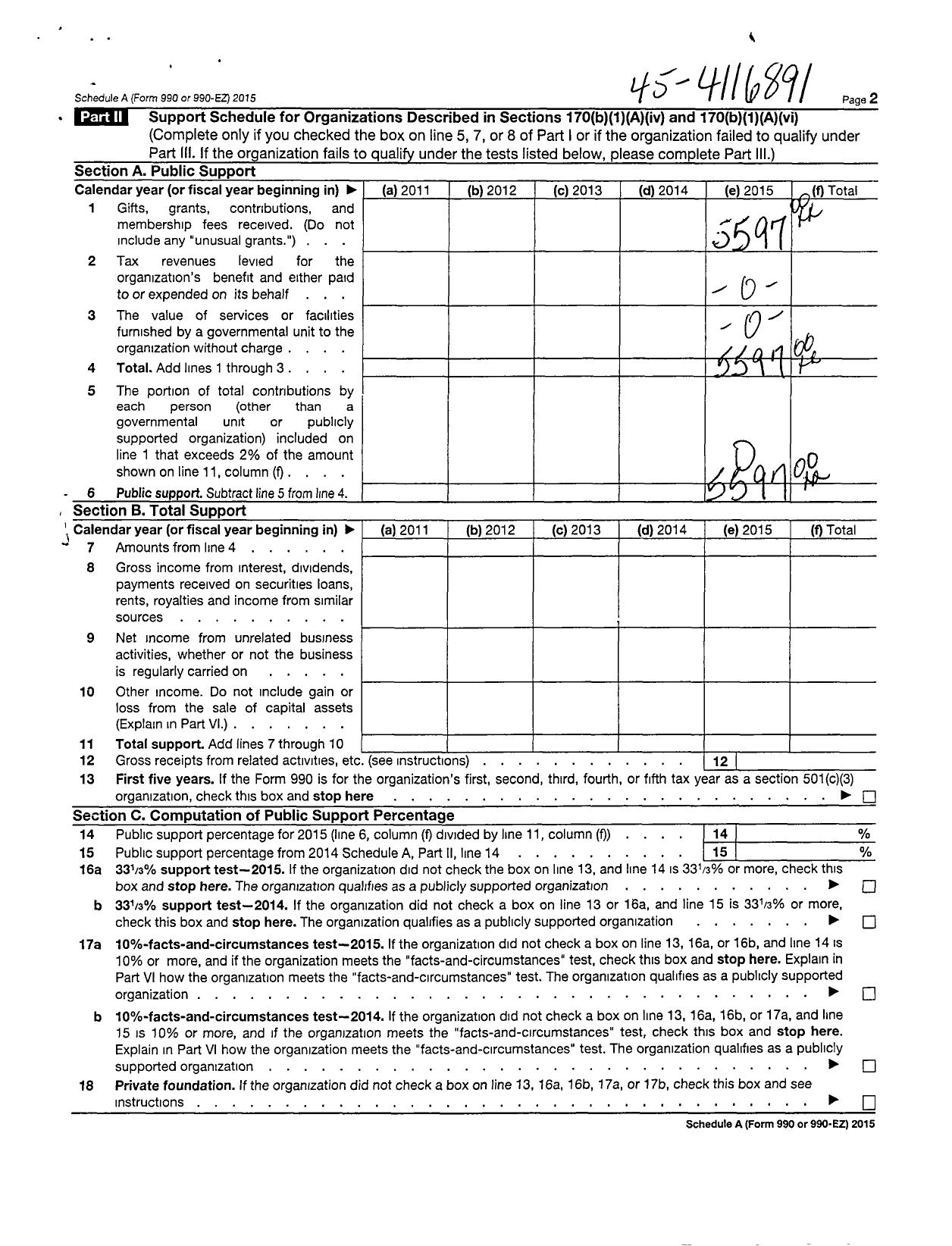 Image of first page of 2015 Form 990ER for A Child at Heart