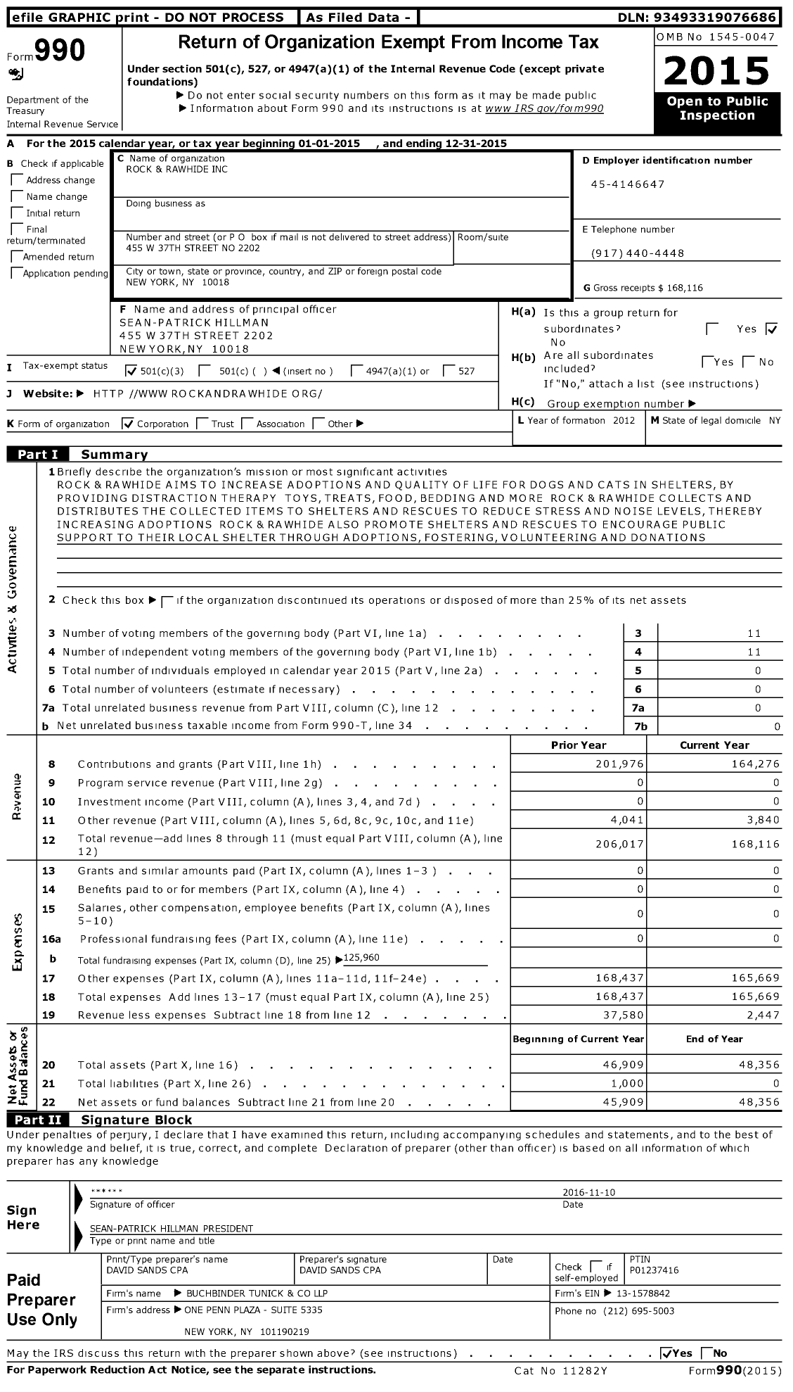 Image of first page of 2015 Form 990 for Rock and Rawhide