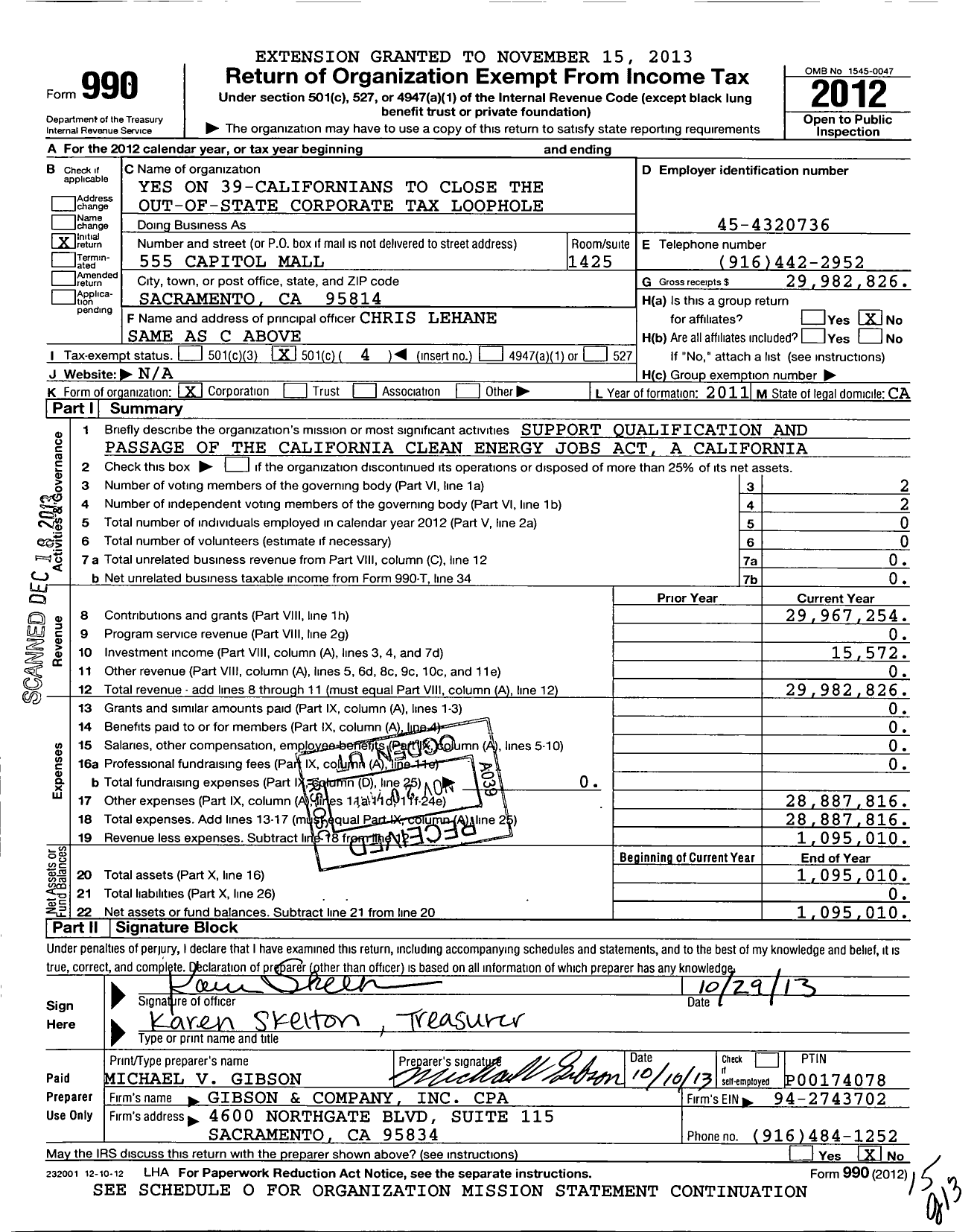 Image of first page of 2012 Form 990O for Clean Energy Jobs Coalition Account Administration