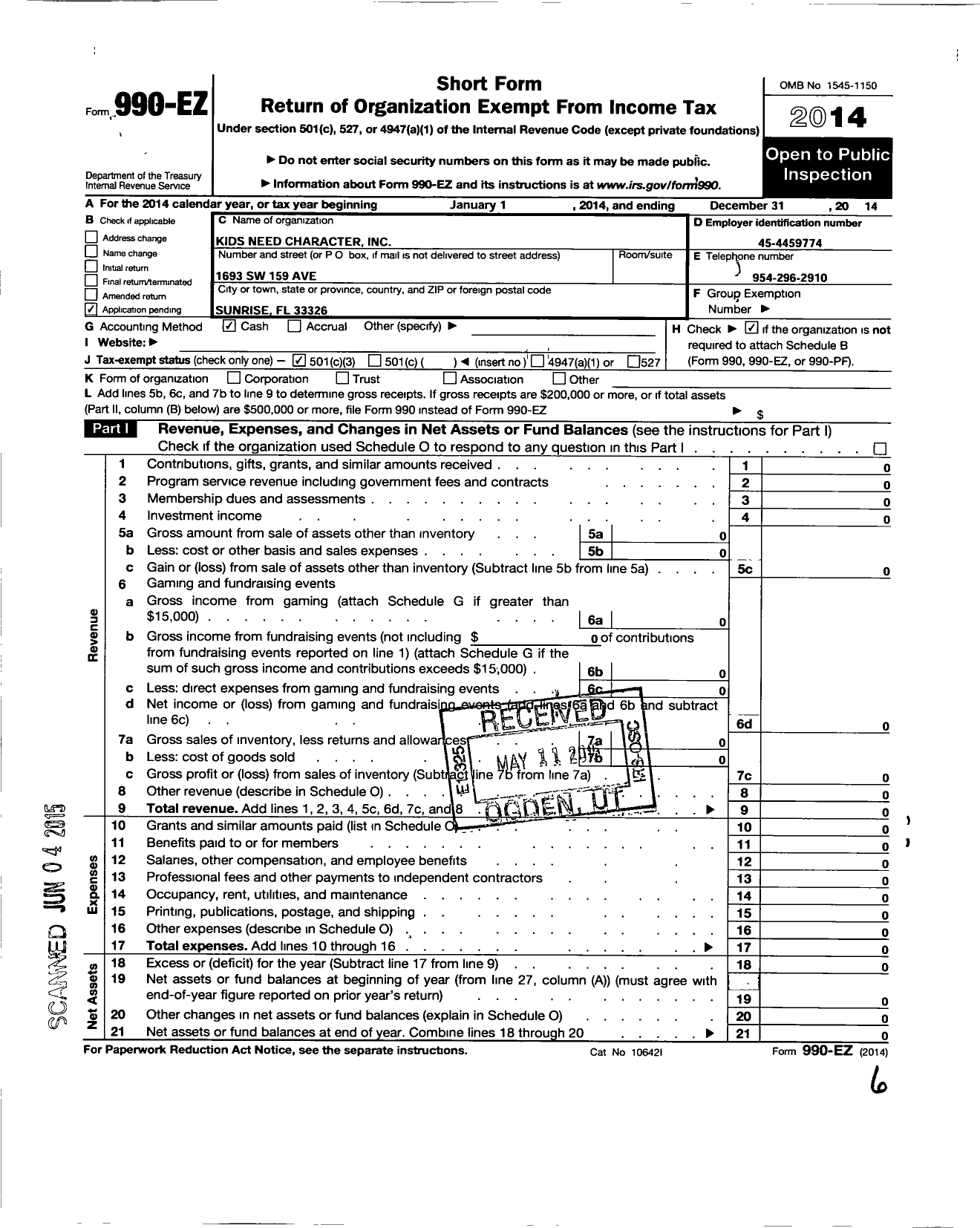 Image of first page of 2014 Form 990EZ for Kids Need Character