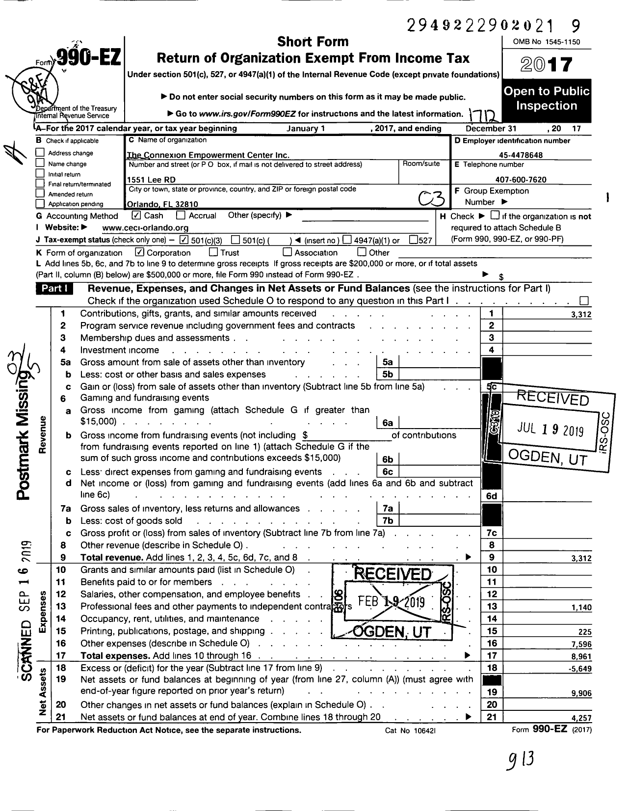 Image of first page of 2017 Form 990EZ for Diakonia Christian Institute