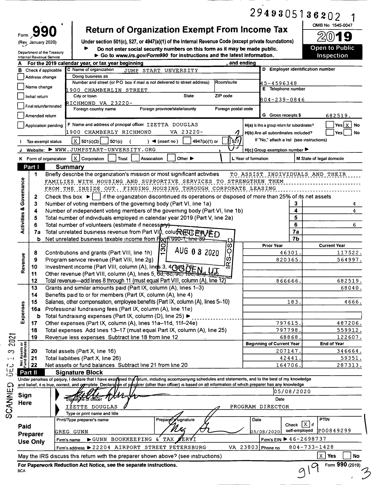 Image of first page of 2019 Form 990 for Jumpstart U2