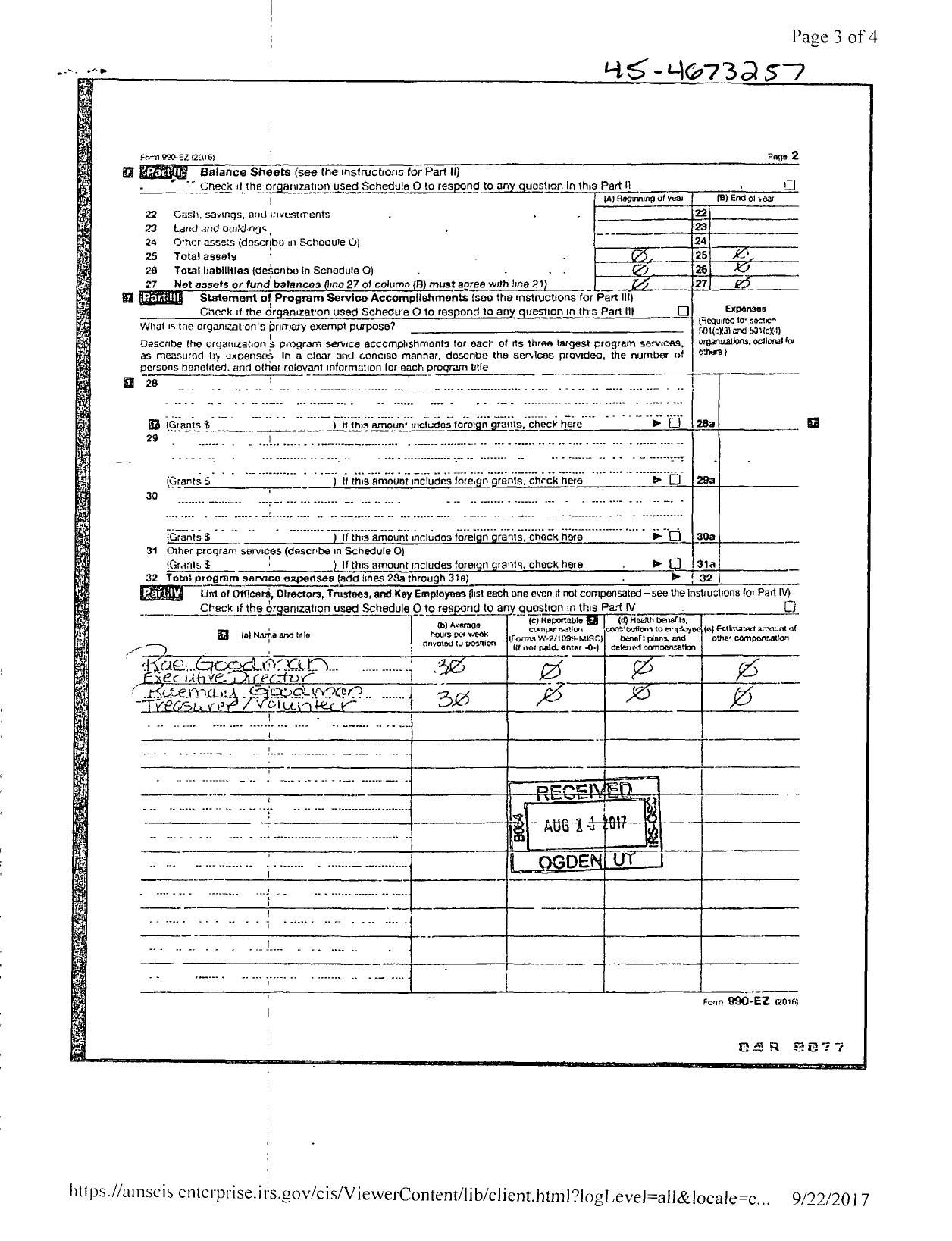 Image of first page of 2016 Form 990ER for 1little Meal