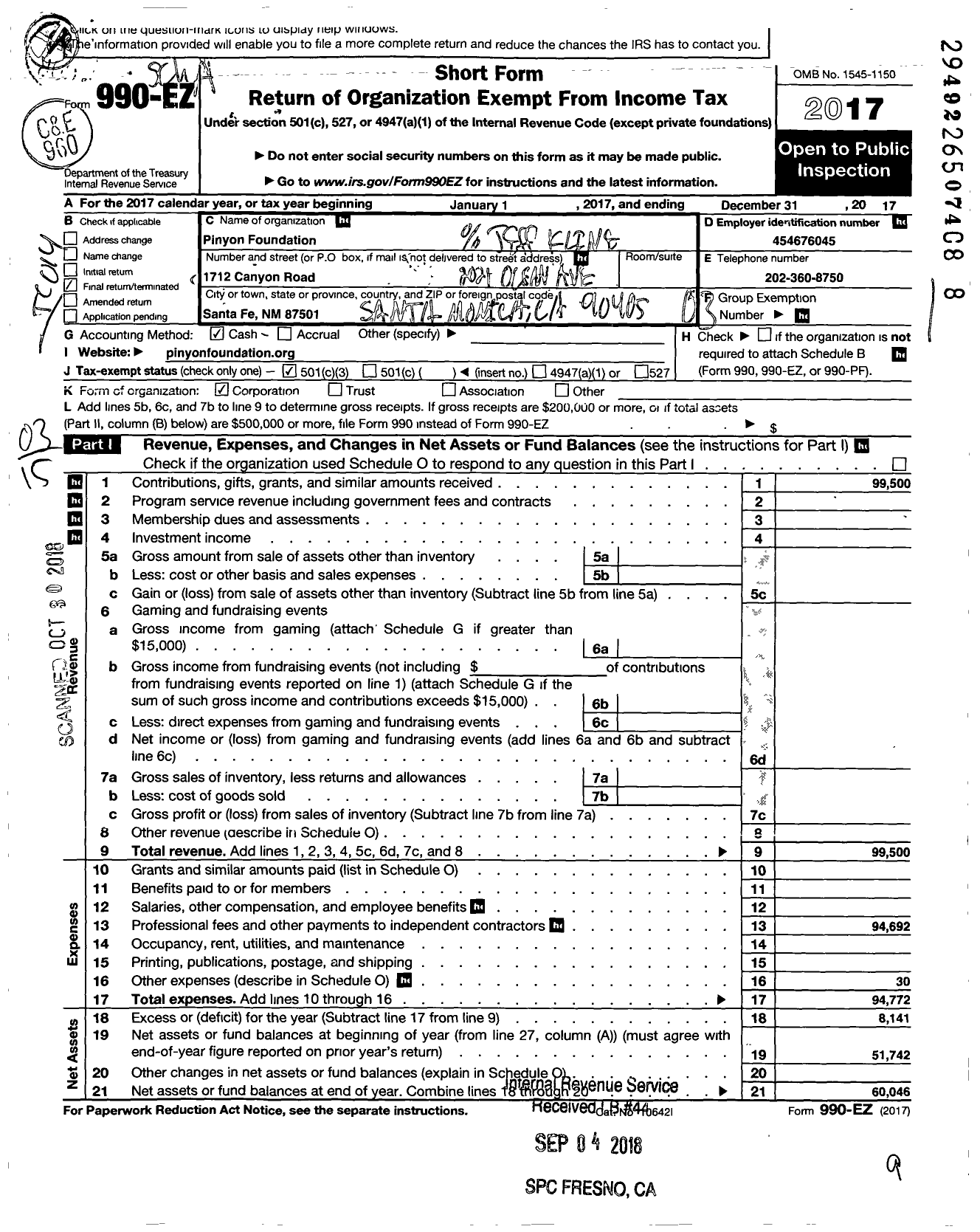 Image of first page of 2017 Form 990EZ for World Voices Media