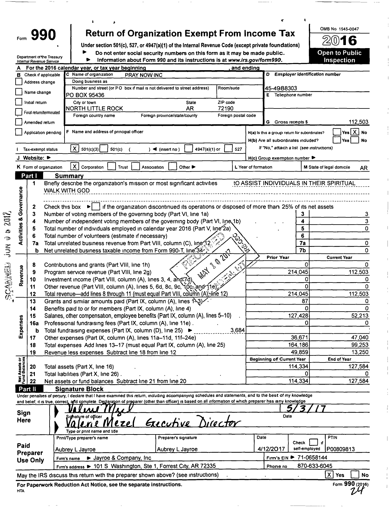 Image of first page of 2016 Form 990 for Bethel Little Rock