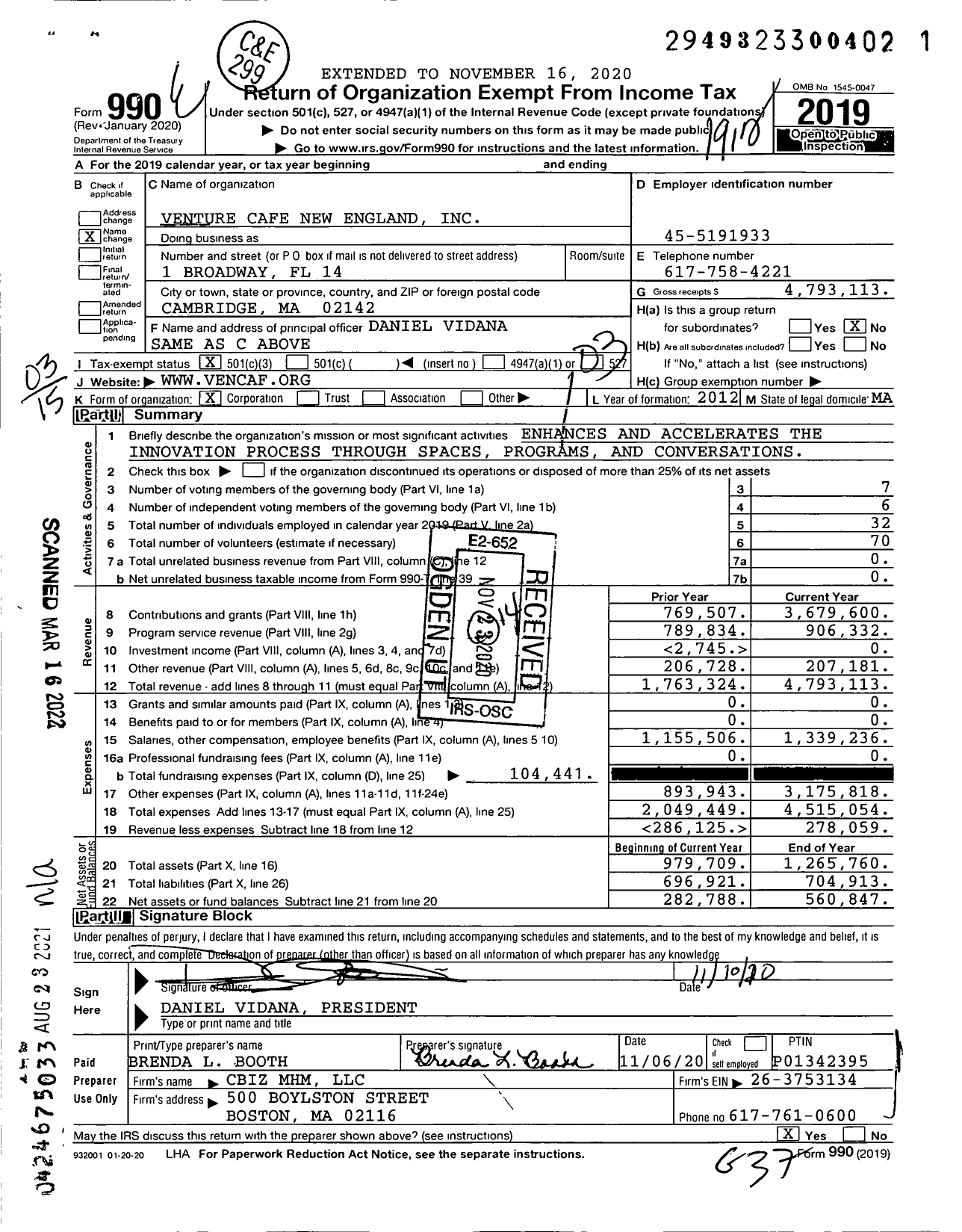 Image of first page of 2019 Form 990 for Innovation Studio