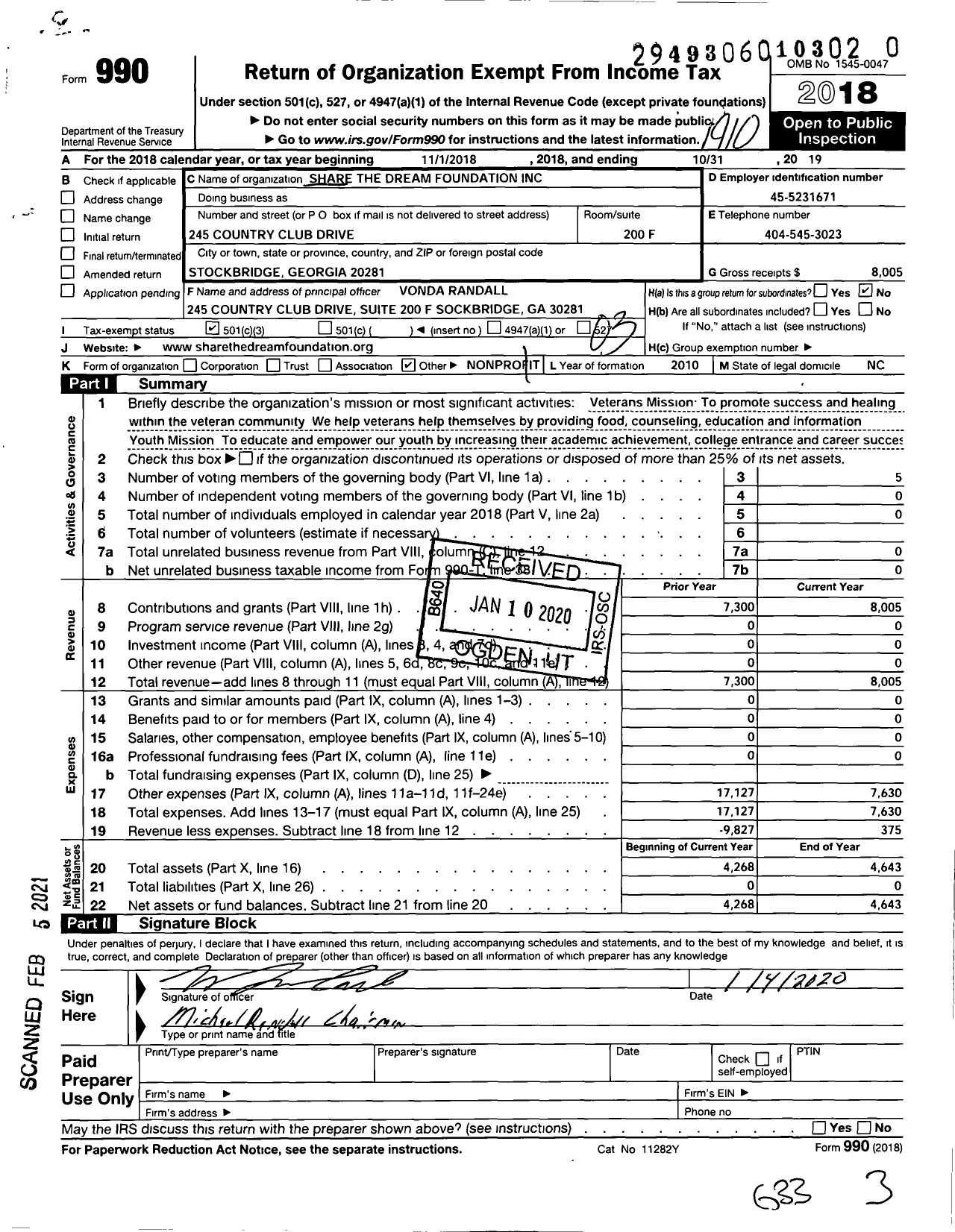 Image of first page of 2018 Form 990 for The Randall Group