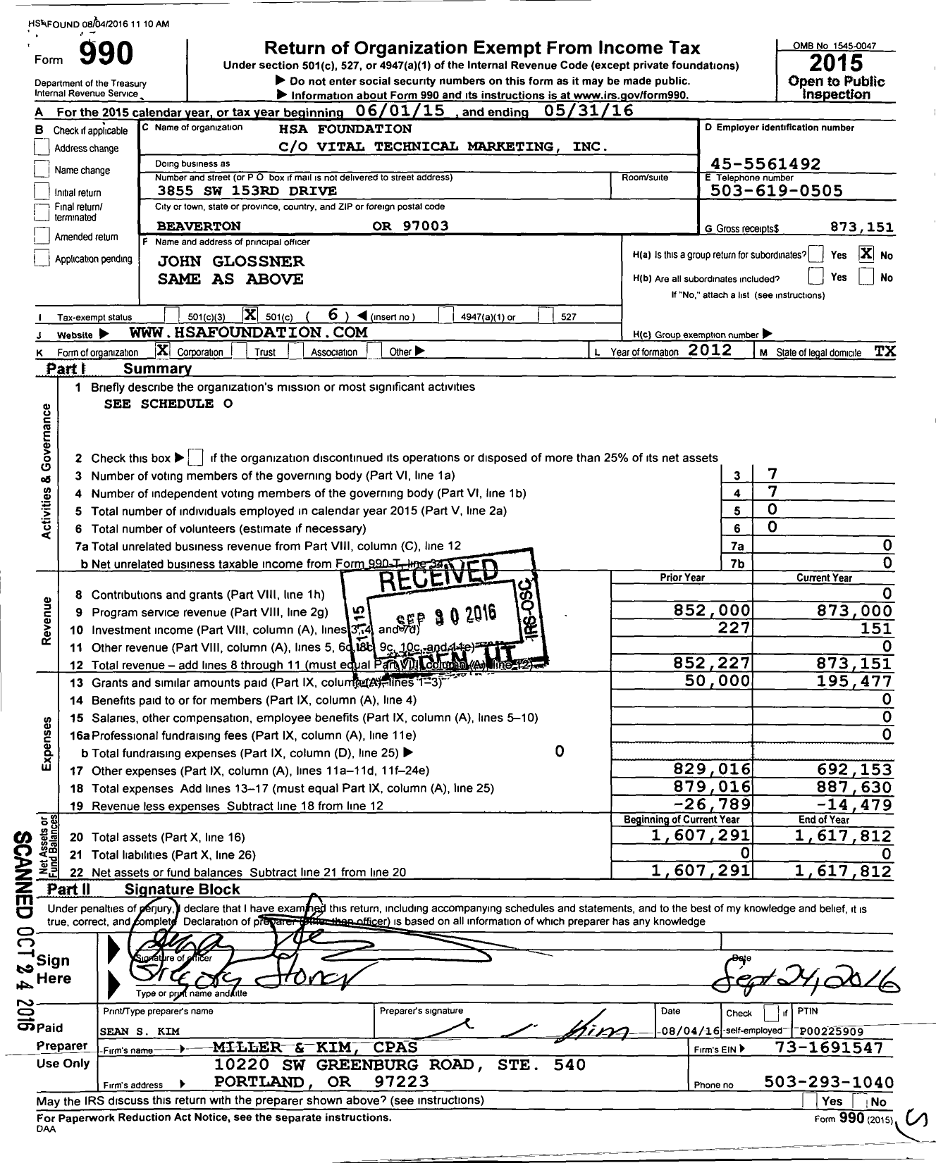 Image of first page of 2015 Form 990O for Heterogeneous System Architecture Foundation