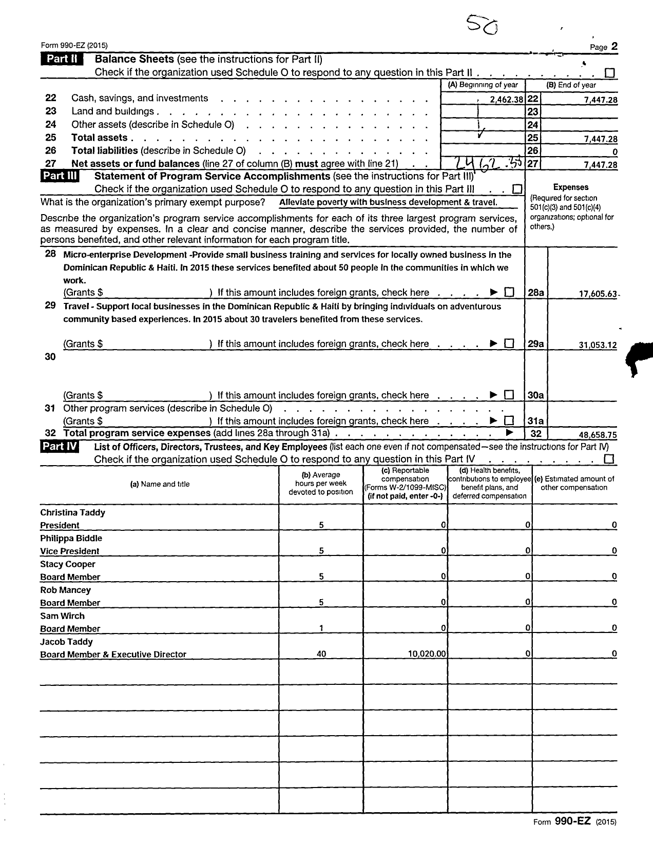 Image of first page of 2015 Form 990ER for Onwards