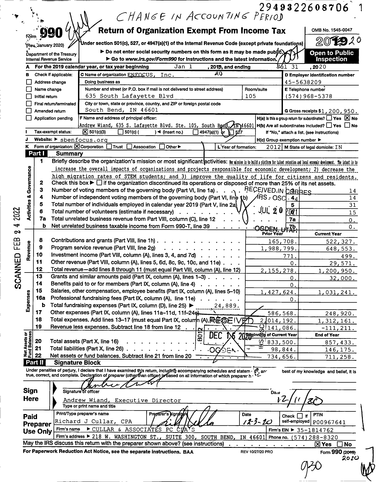 Image of first page of 2019 Form 990 for Enfocus