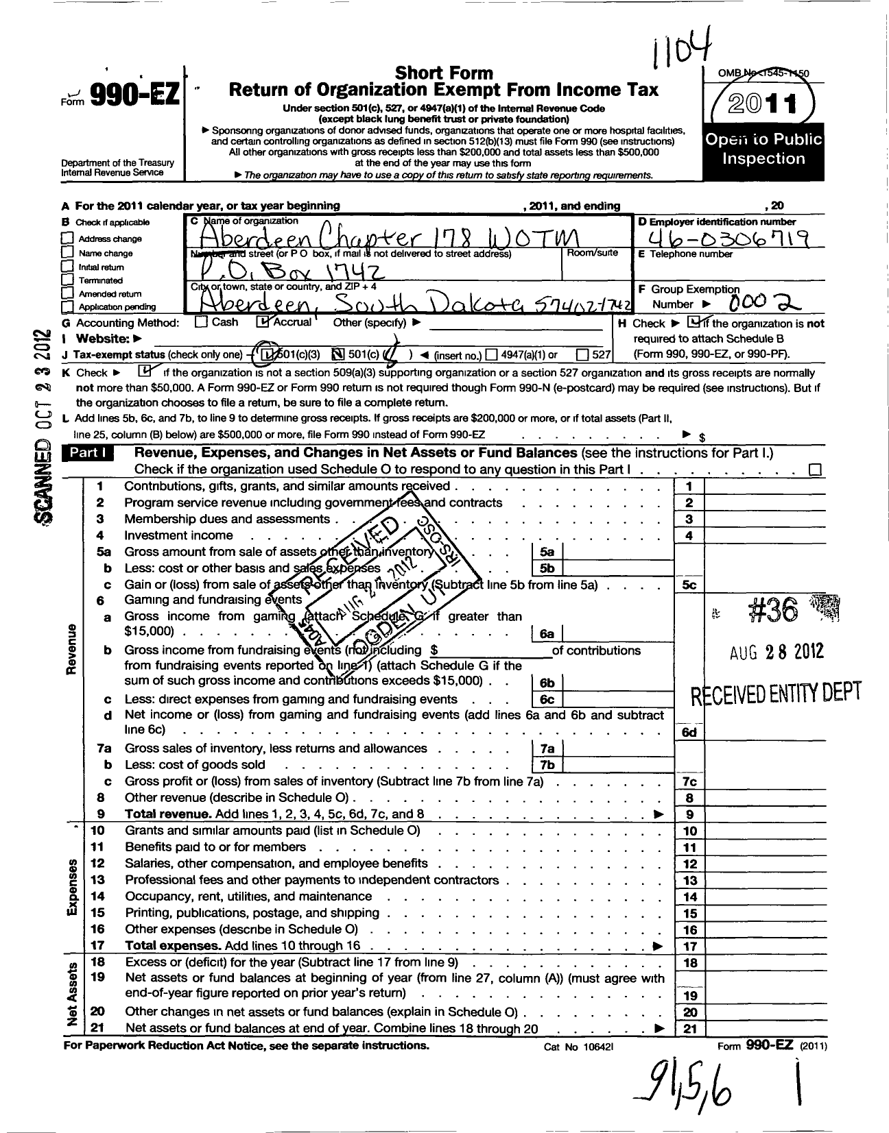 Image of first page of 2010 Form 990EO for Loyal Order of Moose - 178