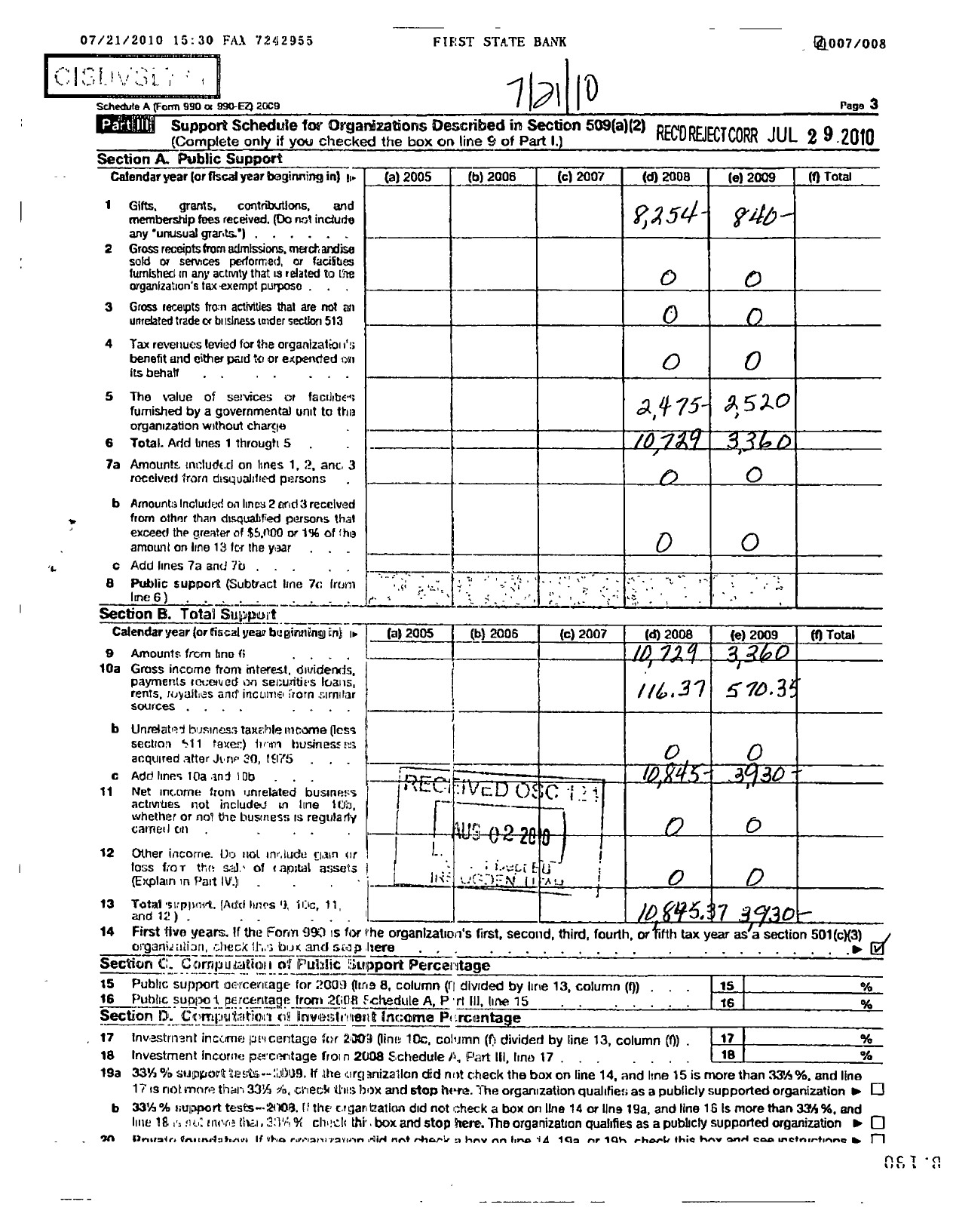 Image of first page of 2009 Form 990R for Armour Senior Citizen Center Incorporated
