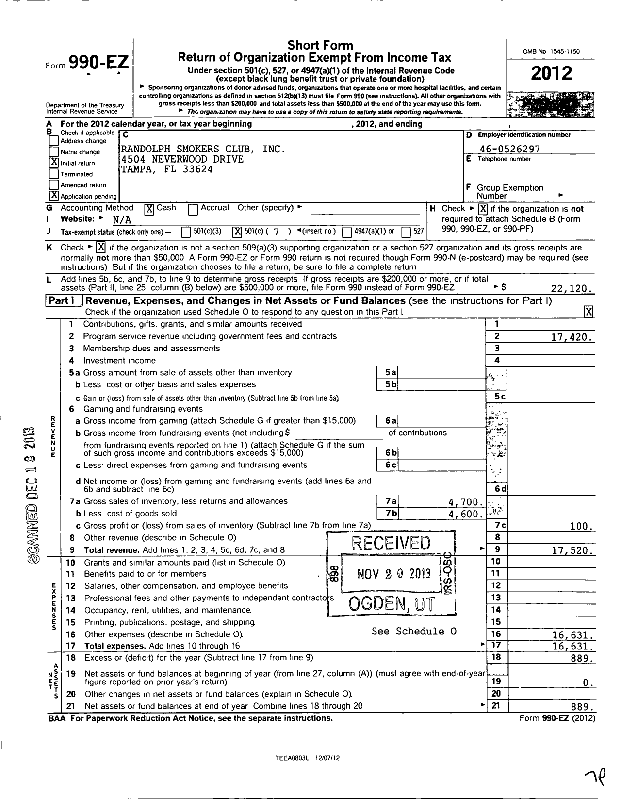 Image of first page of 2012 Form 990EO for New Days Foundation