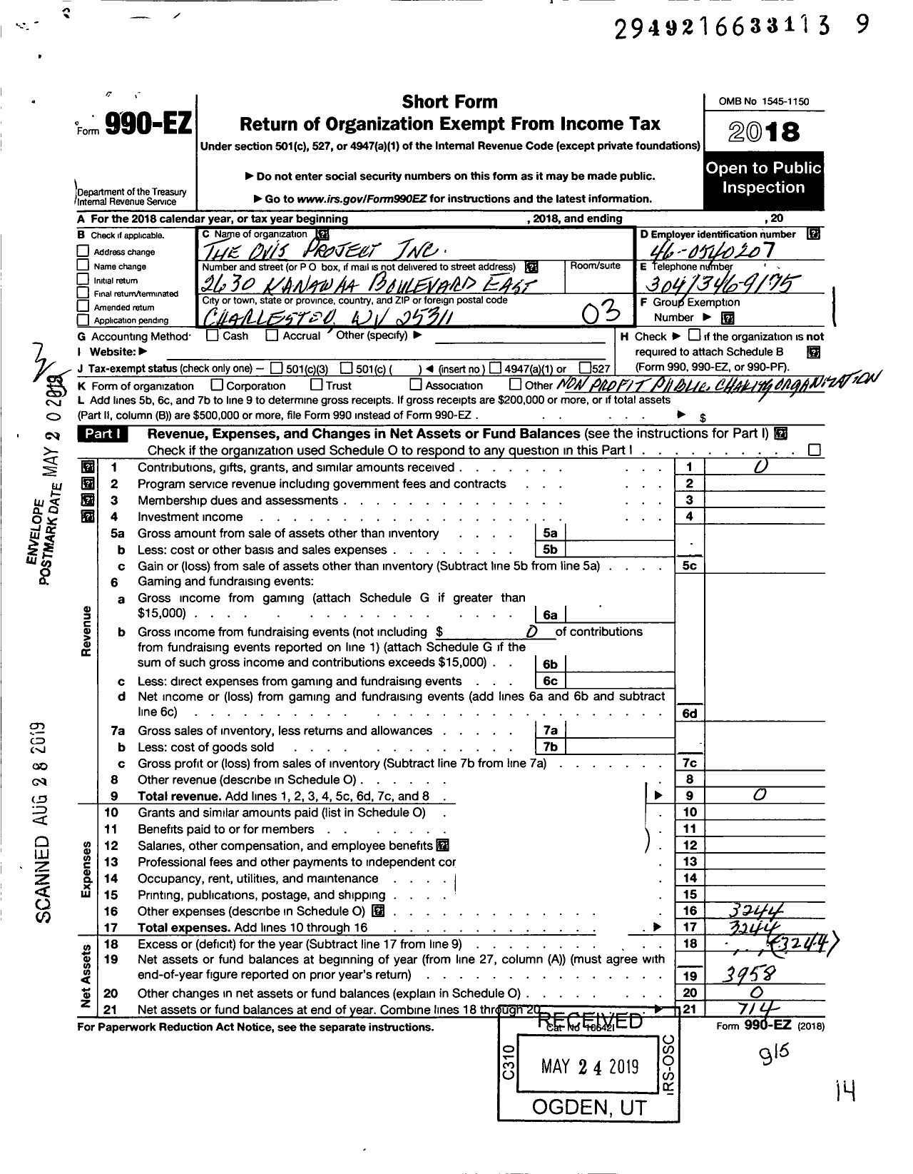 Image of first page of 2018 Form 990EZ for Ovis Project