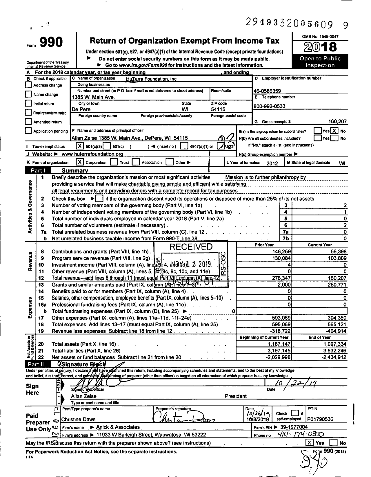 Image of first page of 2018 Form 990 for RaiseUp Foundation