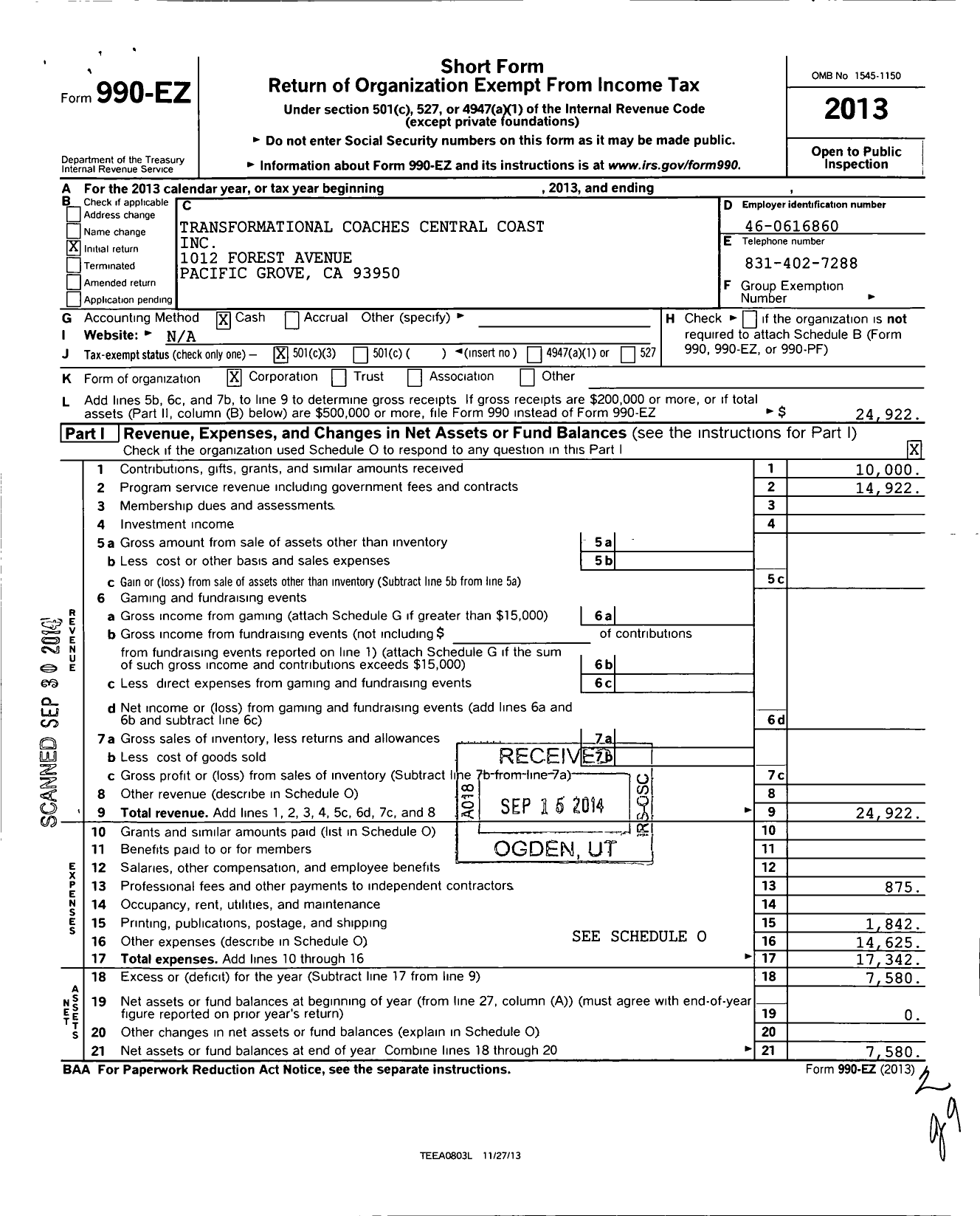 Image of first page of 2013 Form 990EZ for The Hits Program