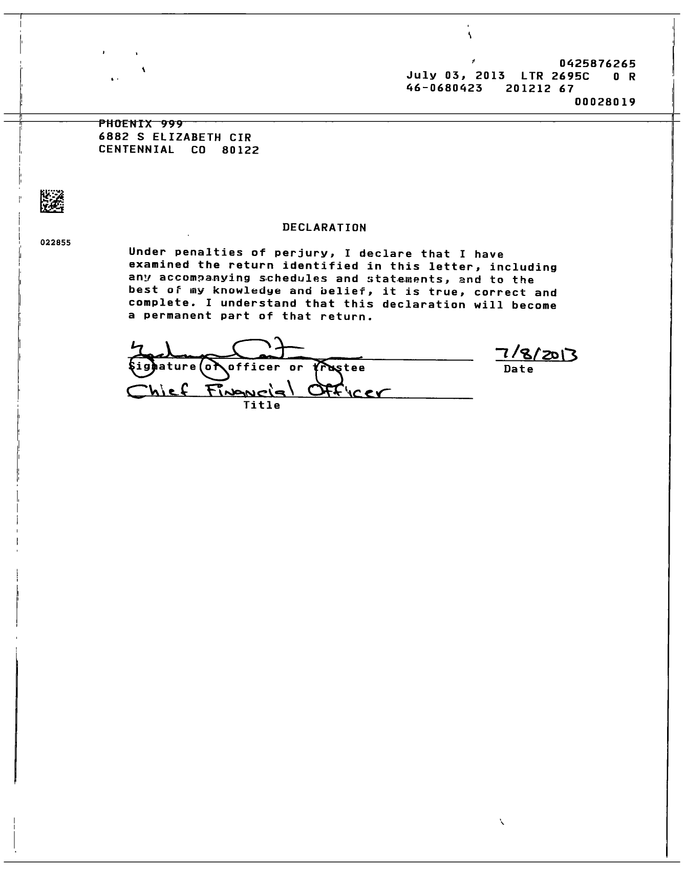 Image of first page of 2012 Form 990ER for Phoenix 999