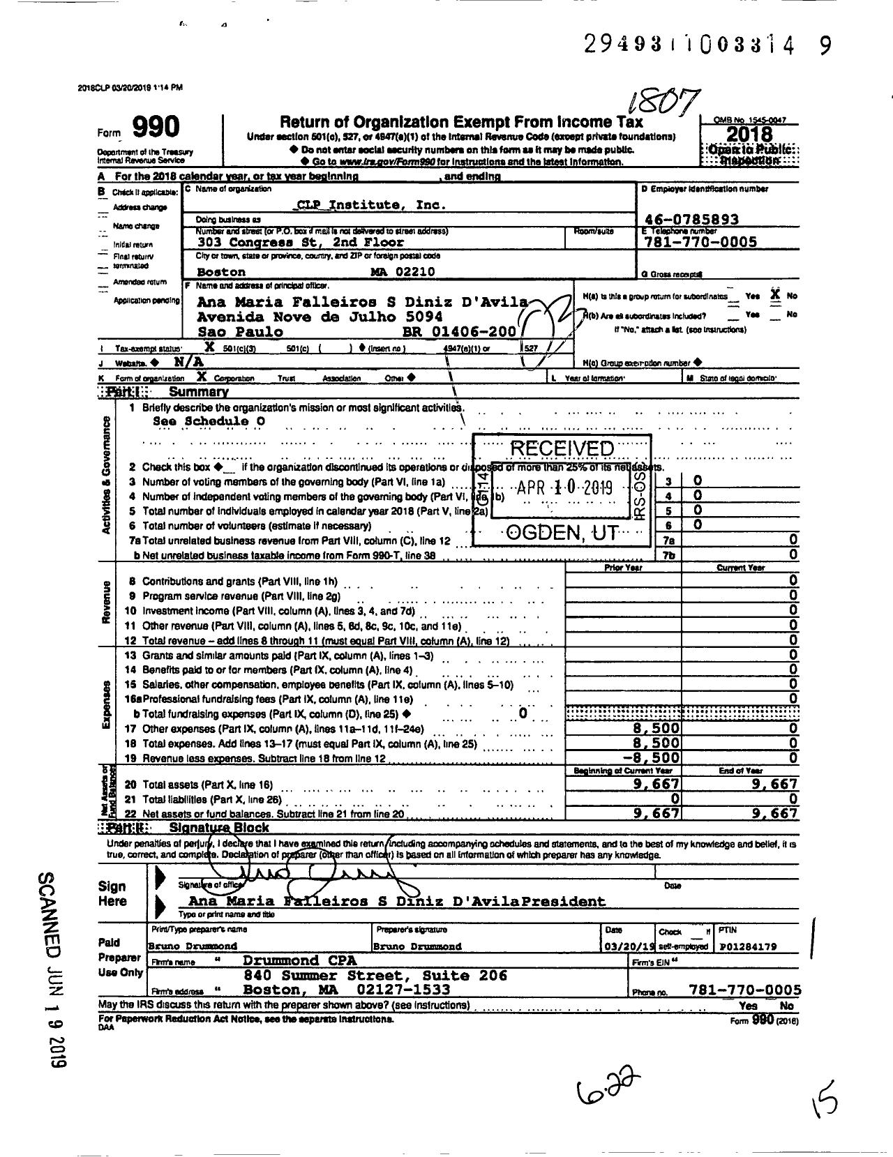 Image of first page of 2017 Form 990 for CLP Institute