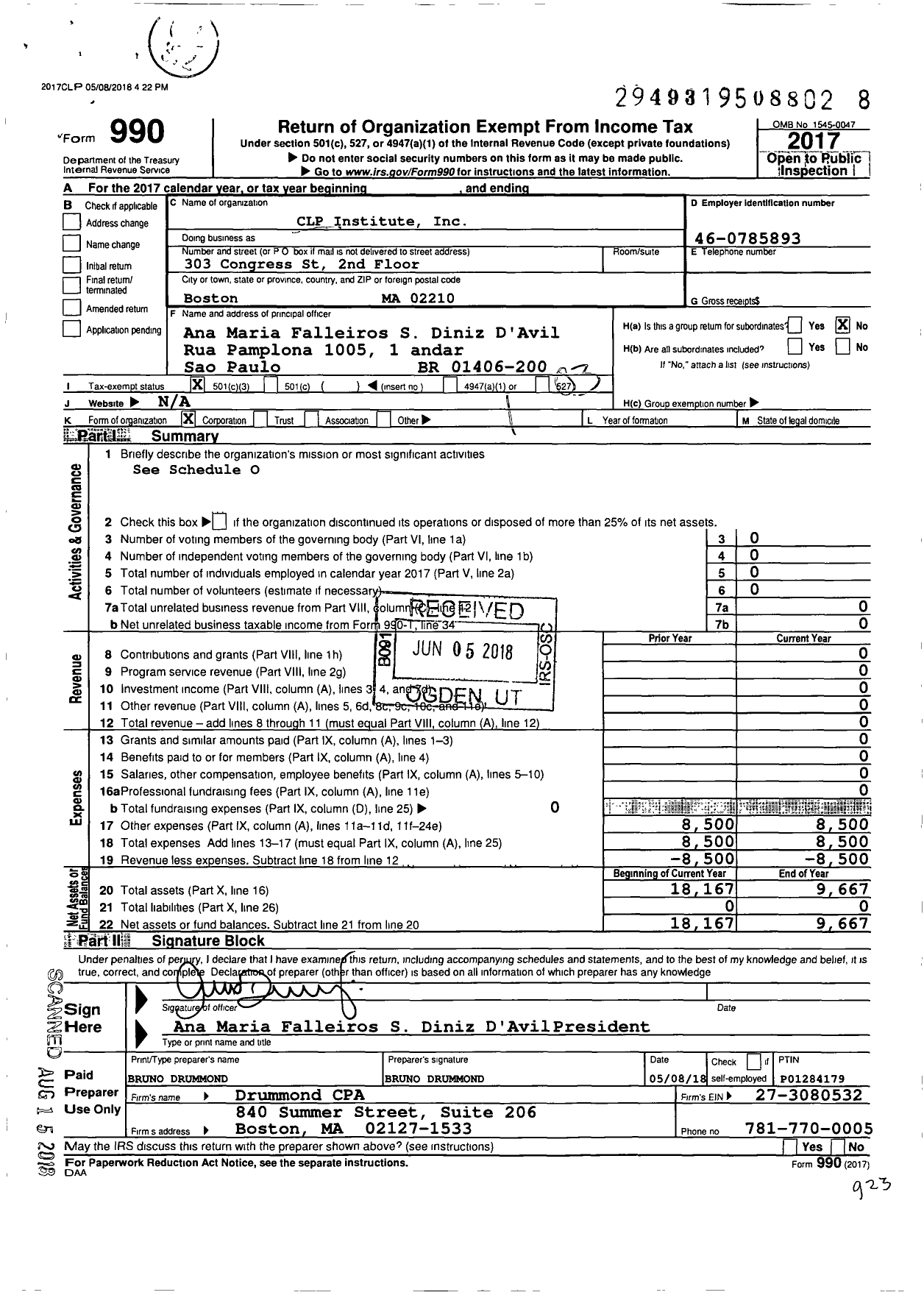 Image of first page of 2017 Form 990 for CLP Institute