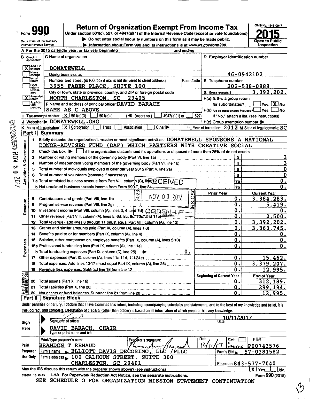 Image of first page of 2016 Form 990 for The Blackbaud Giving Fund