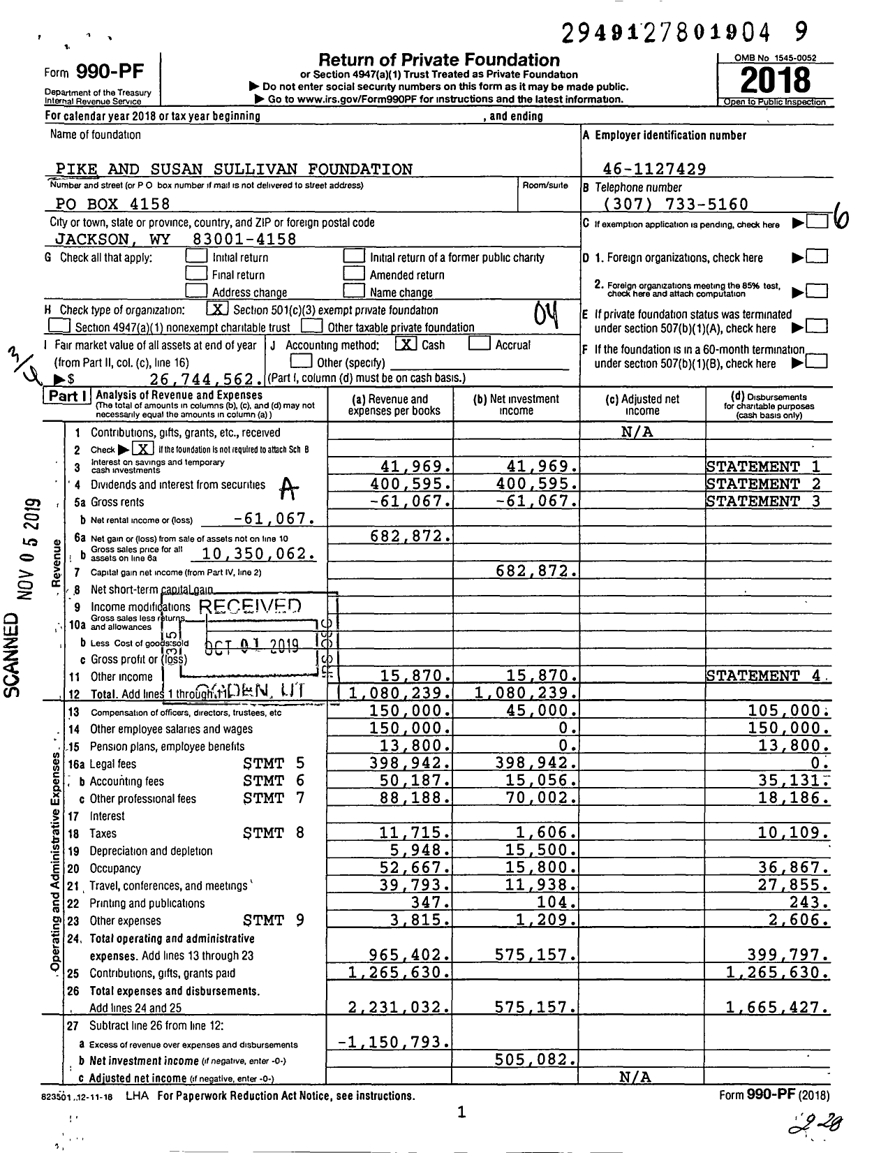 Image of first page of 2018 Form 990PF for Pharos Foundation