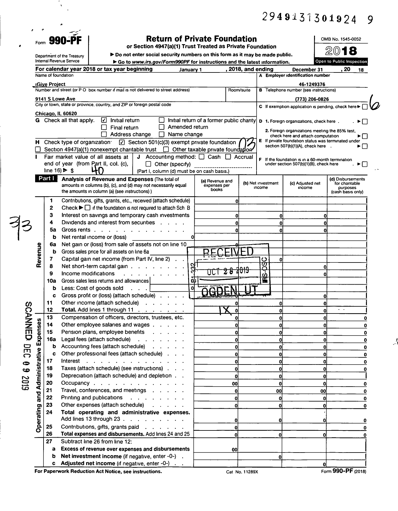 Image of first page of 2018 Form 990PF for Give Project