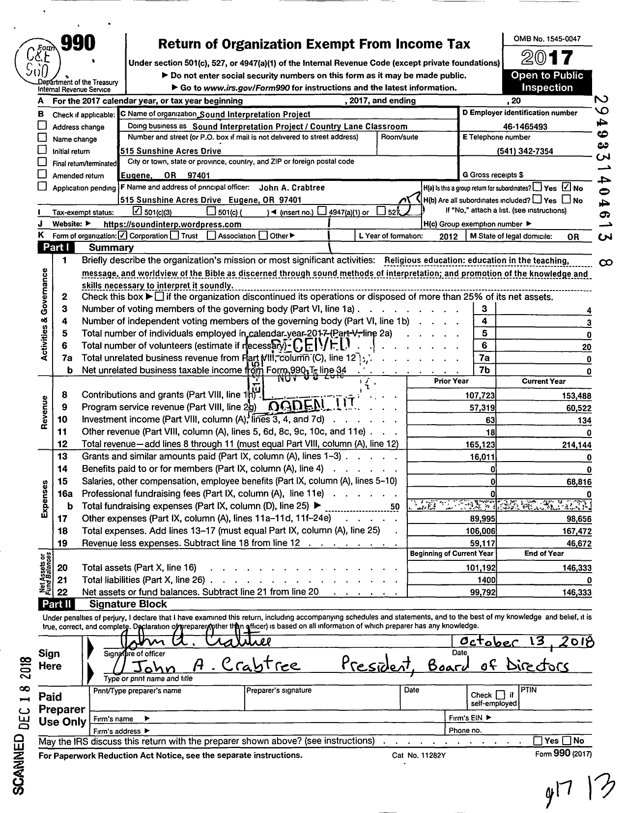 2017 Form 990 for Sound Interpretation Project | Cause IQ