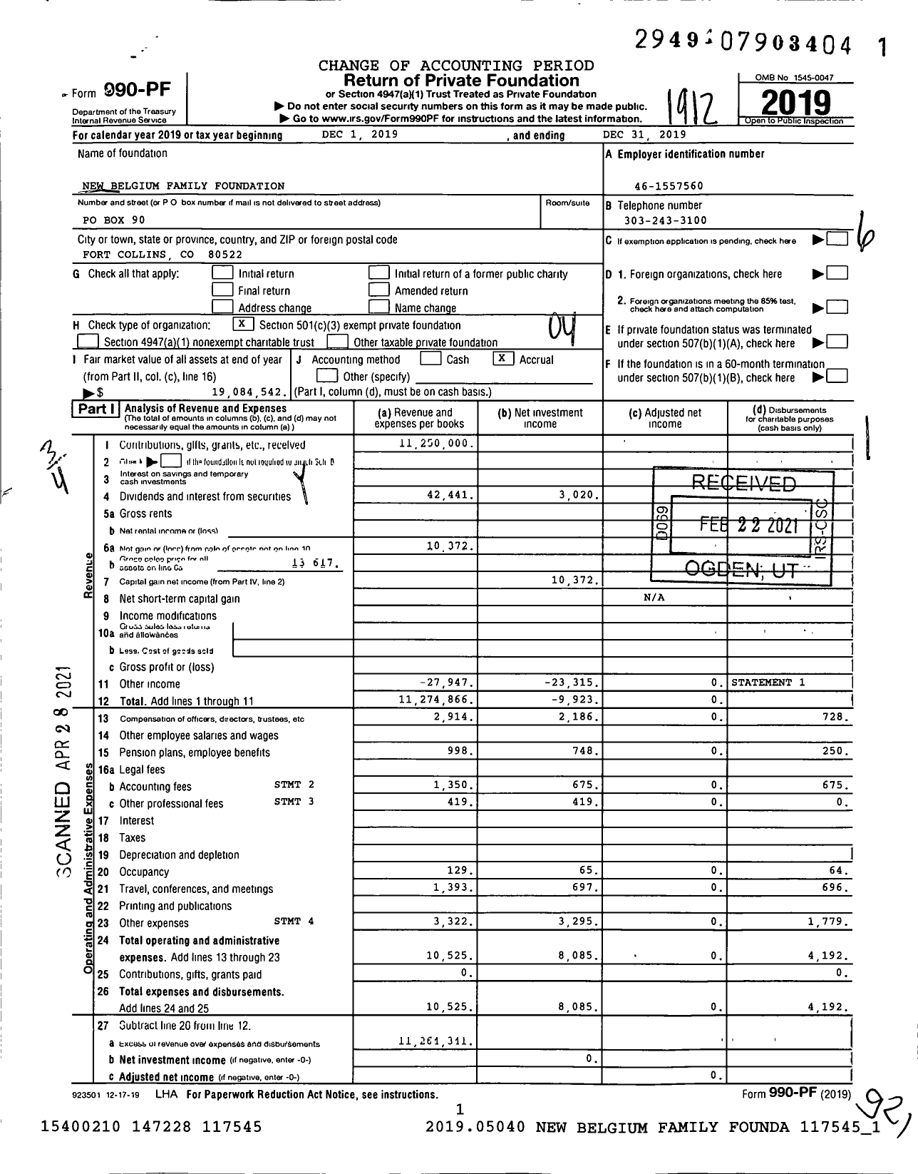 Image of first page of 2019 Form 990PF for Mighty Arrow Family Foundation