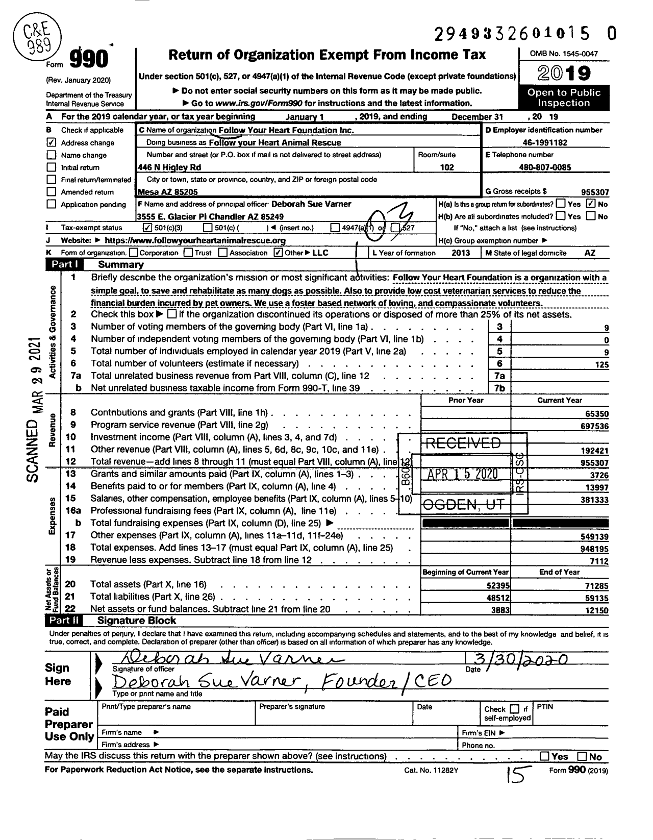 Image of first page of 2019 Form 990 for FYH Animal Rescue FYH Animal Hospital Healthy Paws Market