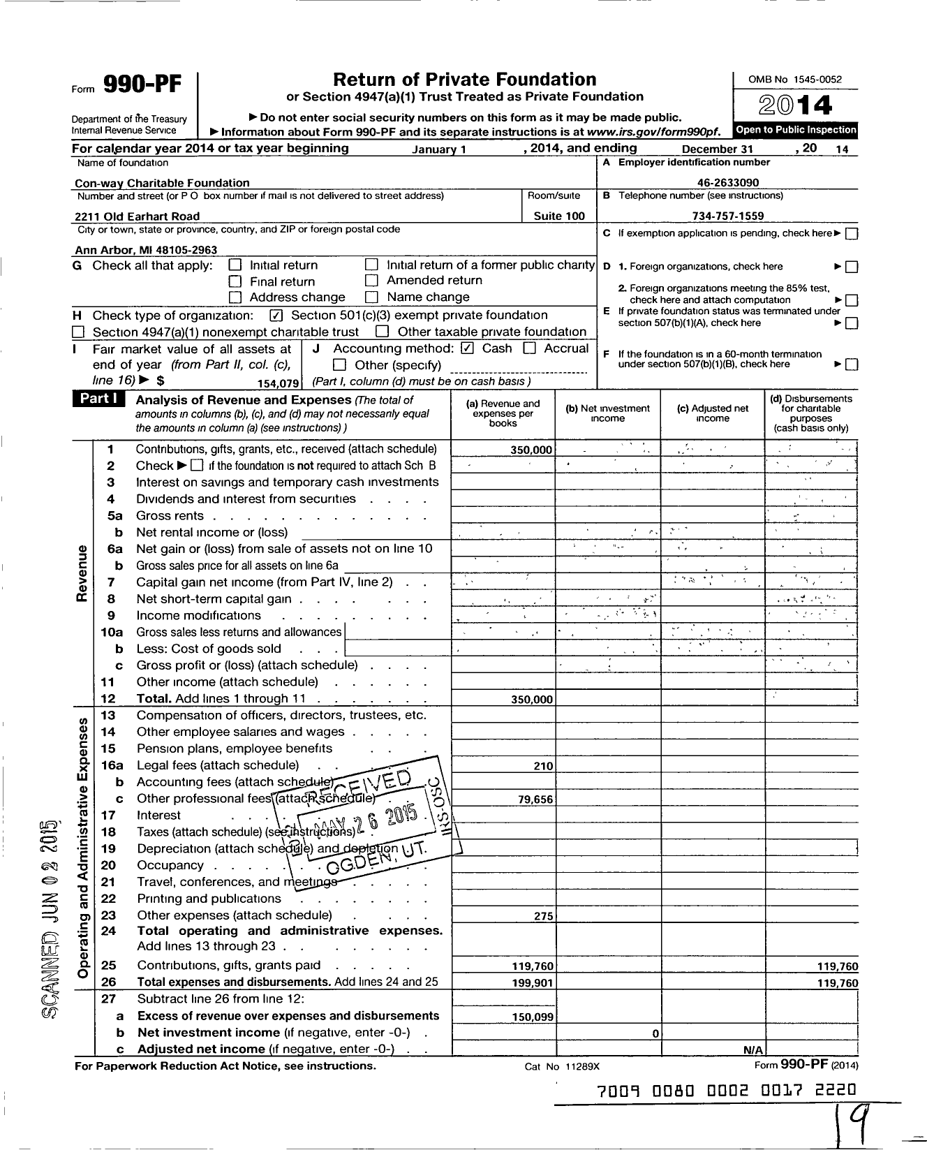 Image of first page of 2014 Form 990PF for XPO Charitable Foundation